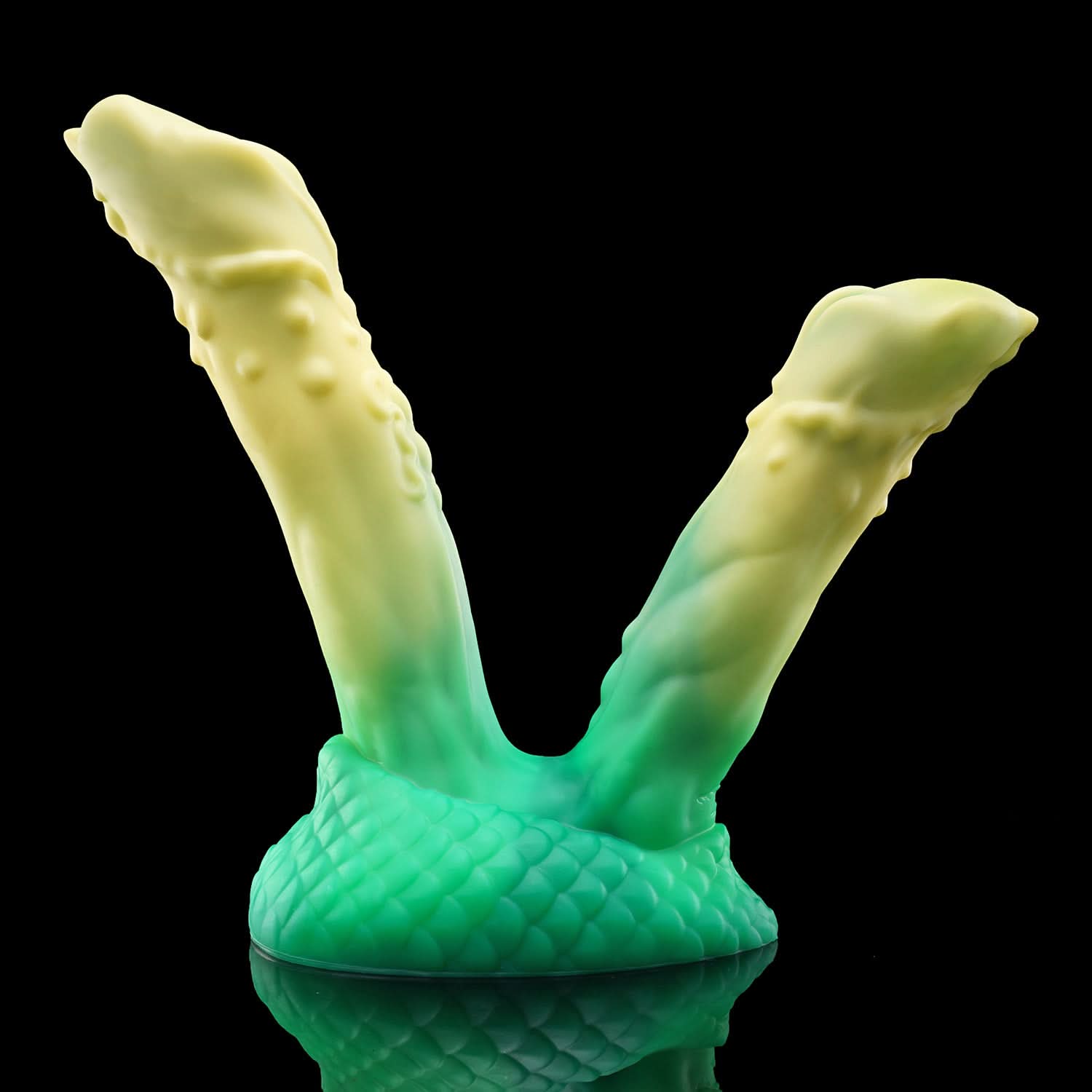 Bamboo Green nothosaur TWINS  fantasy dildo double ended dildo bumpy dildo monster dildo