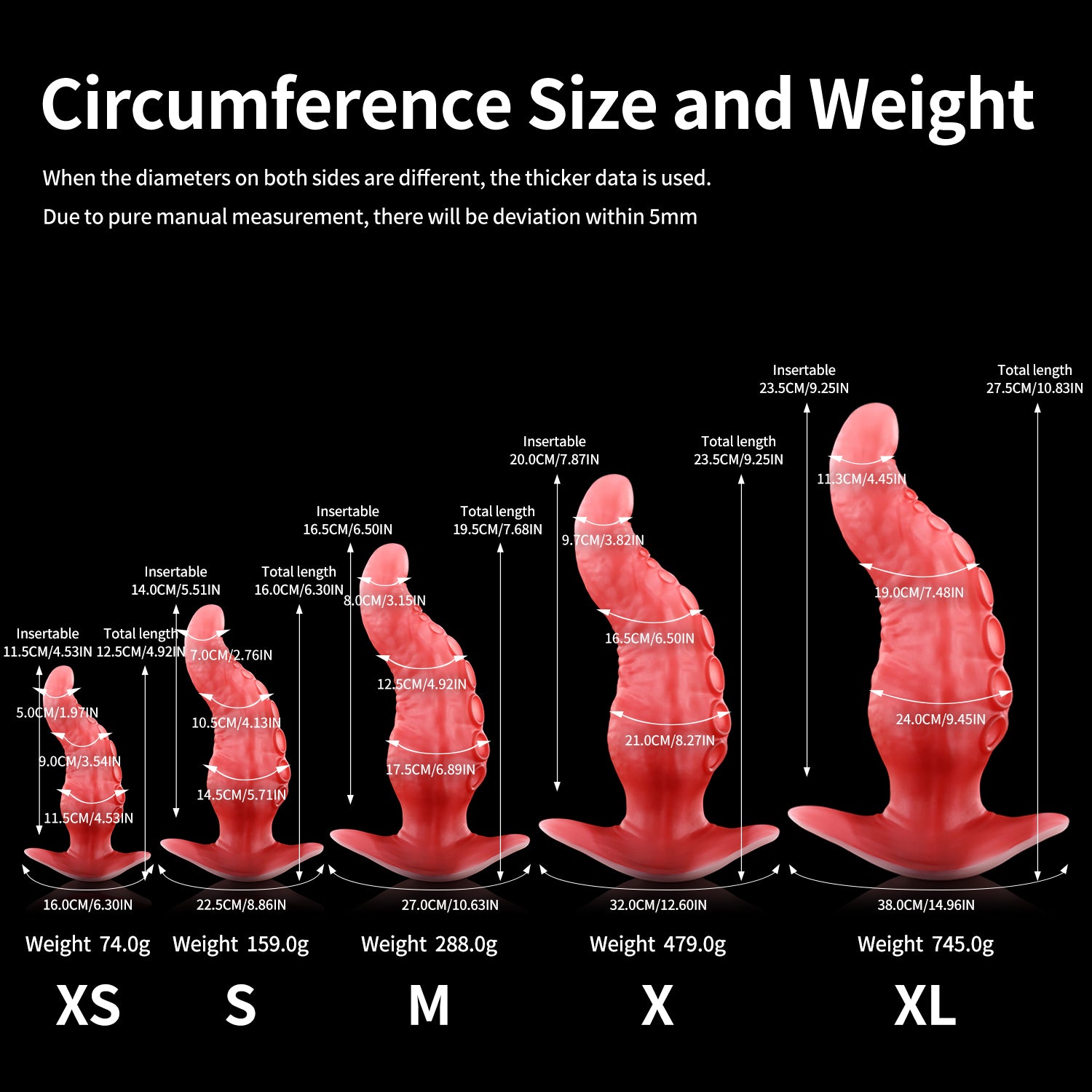 ALLA plug Reachy size chart NEW circumference
