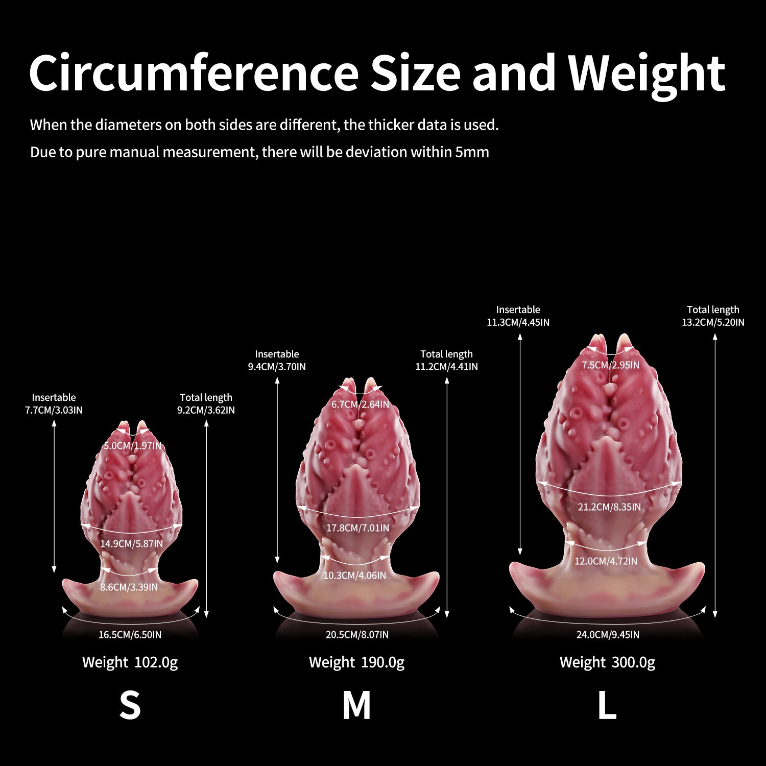 KoX PLUG fantasy butt plug anal dildo Silicone anal plug circumference size chart