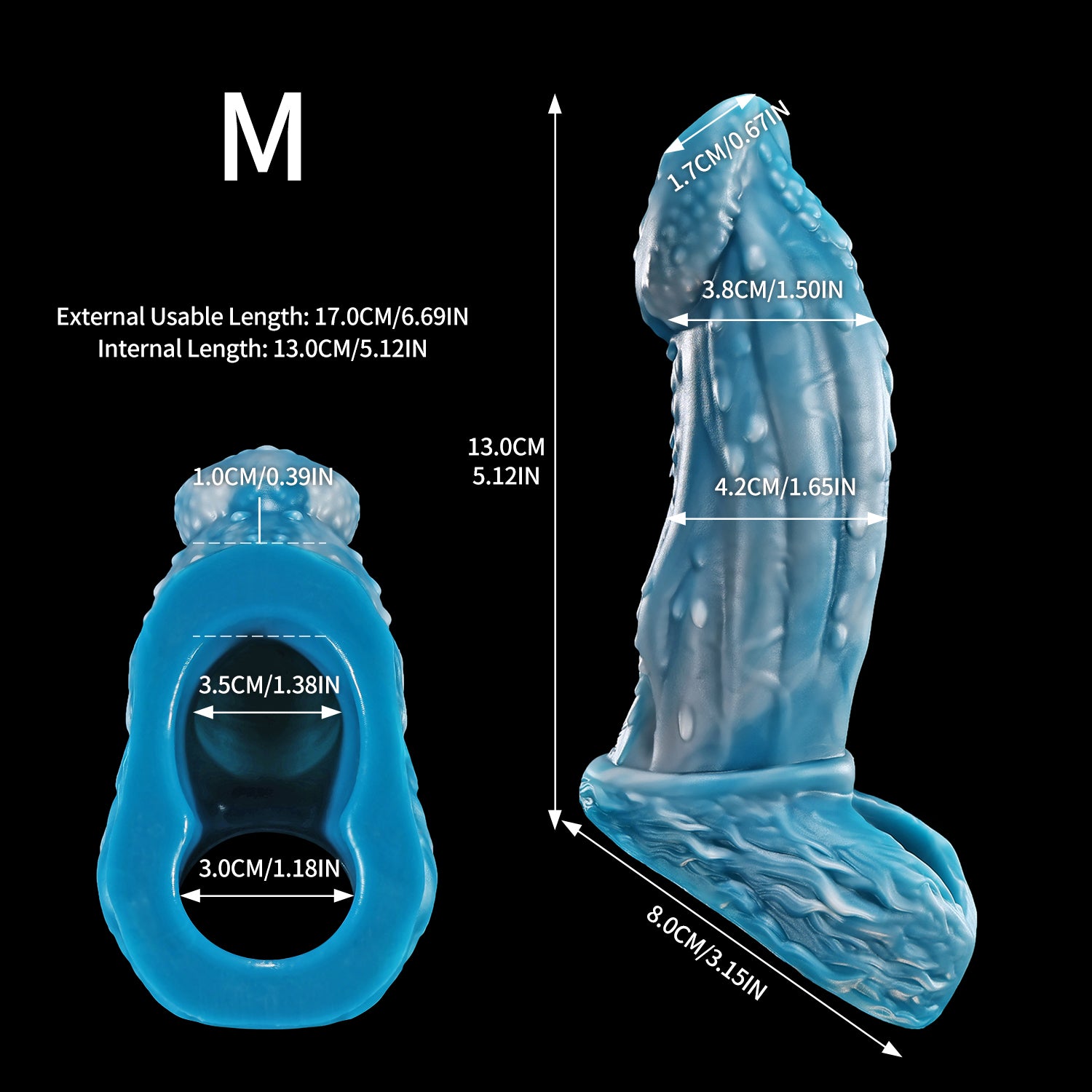 Nothosaur Alcar M size chart silicone penis sleeve cock sheath cuffs extender