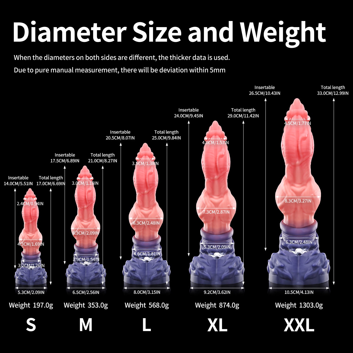 Nohtosaur lykos Knotted Dildo Knot Wolf Anal dildo Furry Sex Toys Animal Dildo Diameter size chart