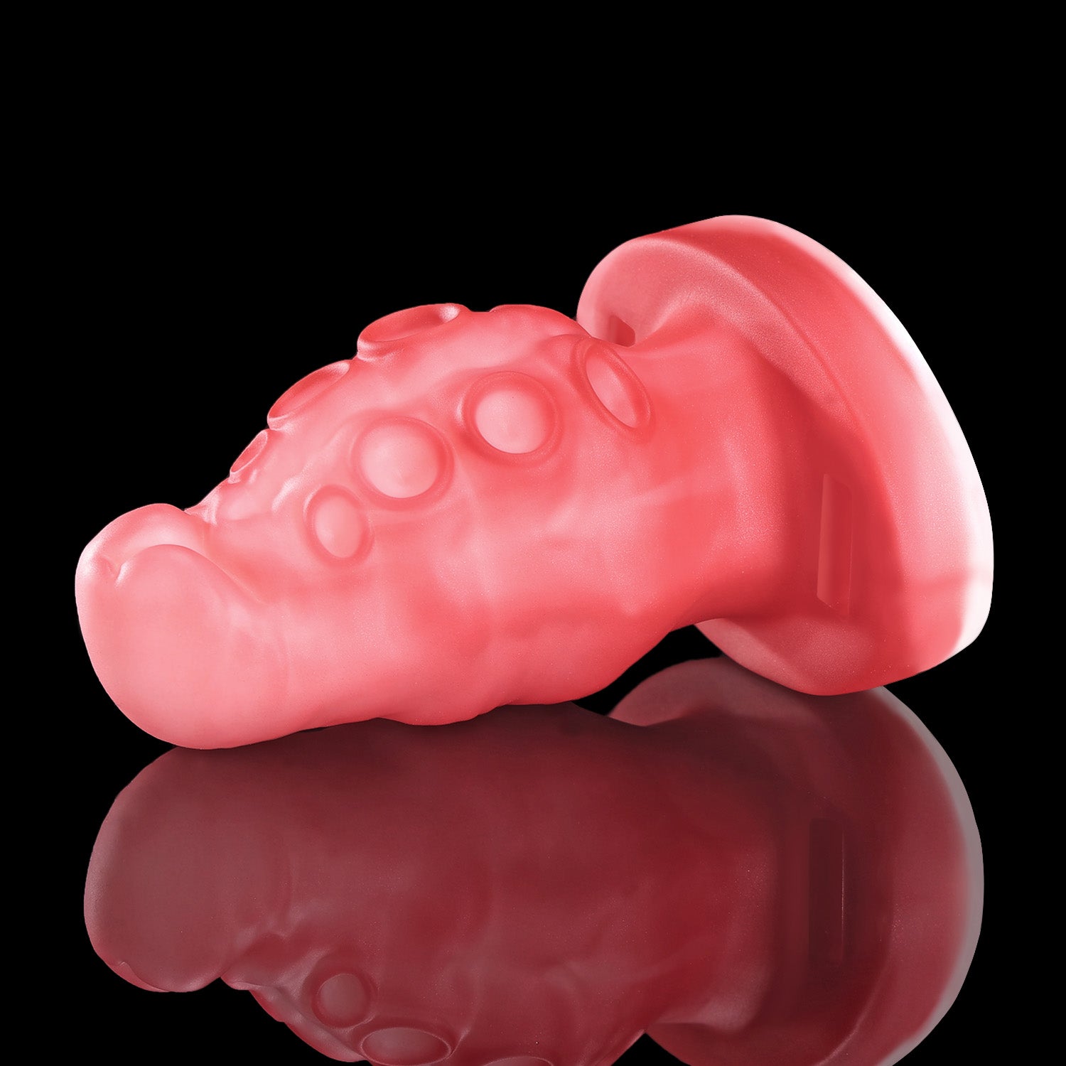 Close-up of suction cups on the bdsm mouth gag silicone mouth plug.