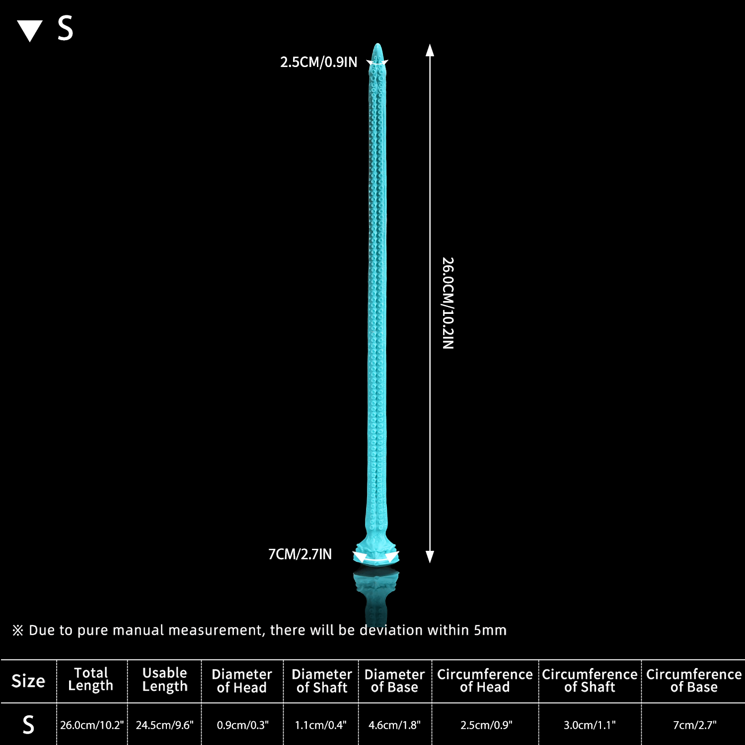 Nothosaur ABYSS STICK tentacle founding fetish urethral sounding plug kink toy urethral stimulation S size chart