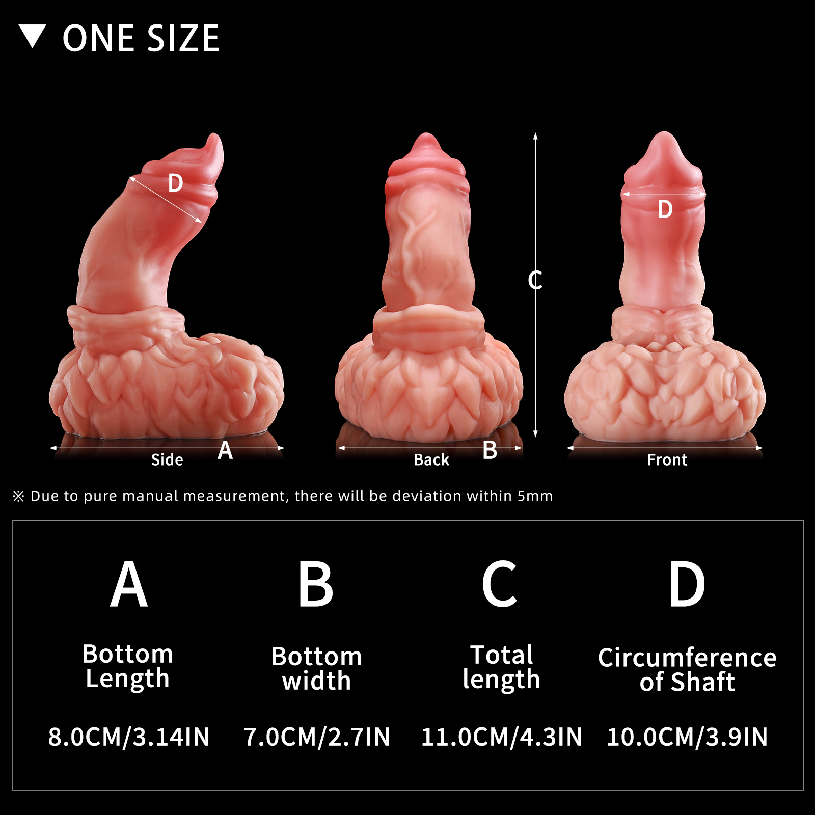 NothosaurMR. AMAR Fantasy dildo anal dildo soft silicone curved tip wearable toy SIZE CHART