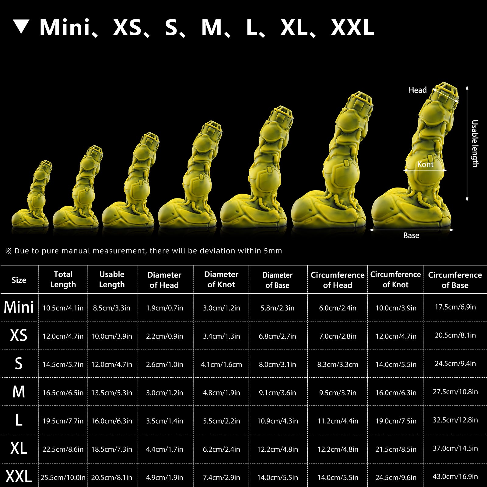 Bumblebee Yellow nothosaur ROCCOFantasy dildo dog knot dildo knotted dildo anal knotting strap on dildo size chart