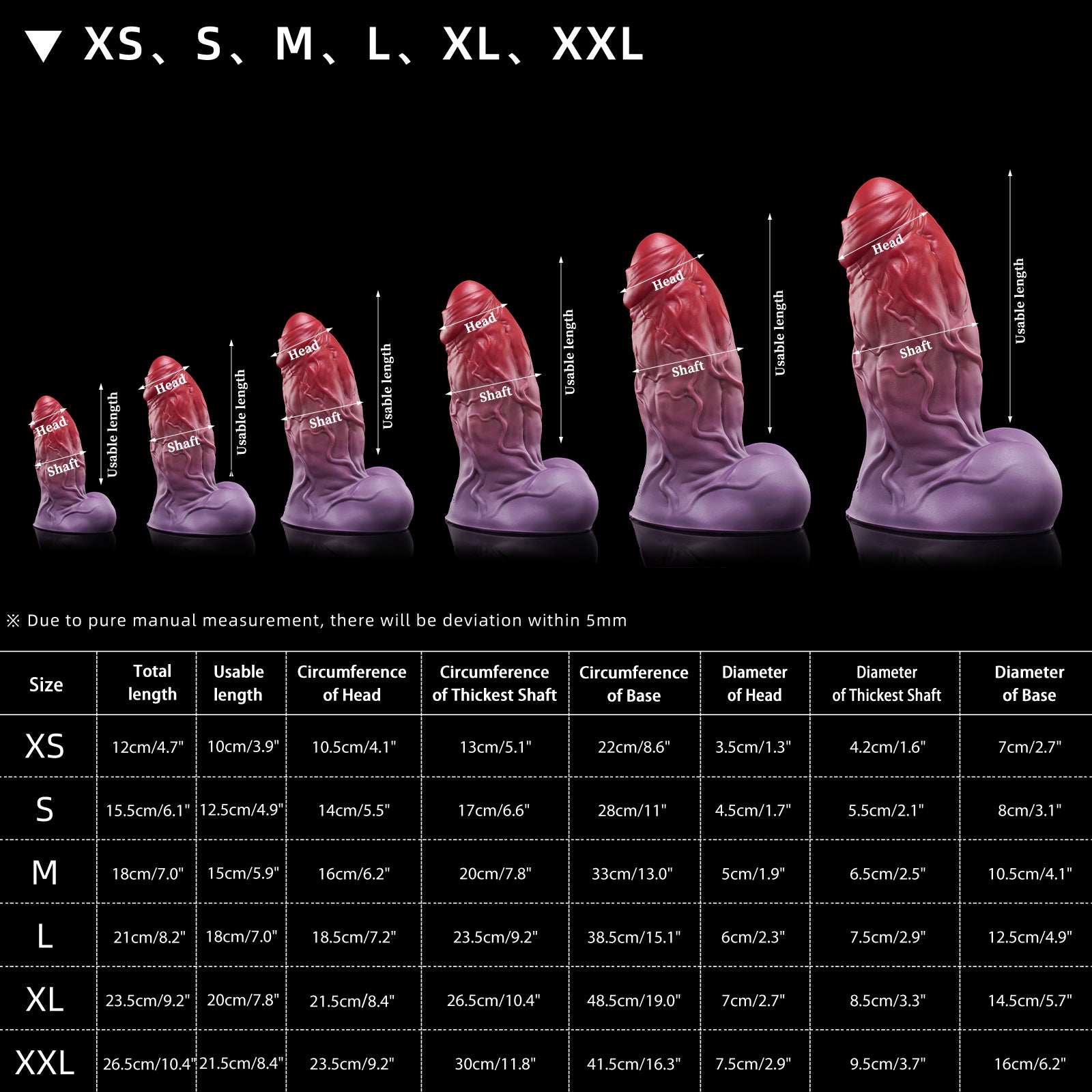 Berrywinenothosaur banner fantasy dildo thick fantasy dildo anal toy giant dildo SIZE CHART