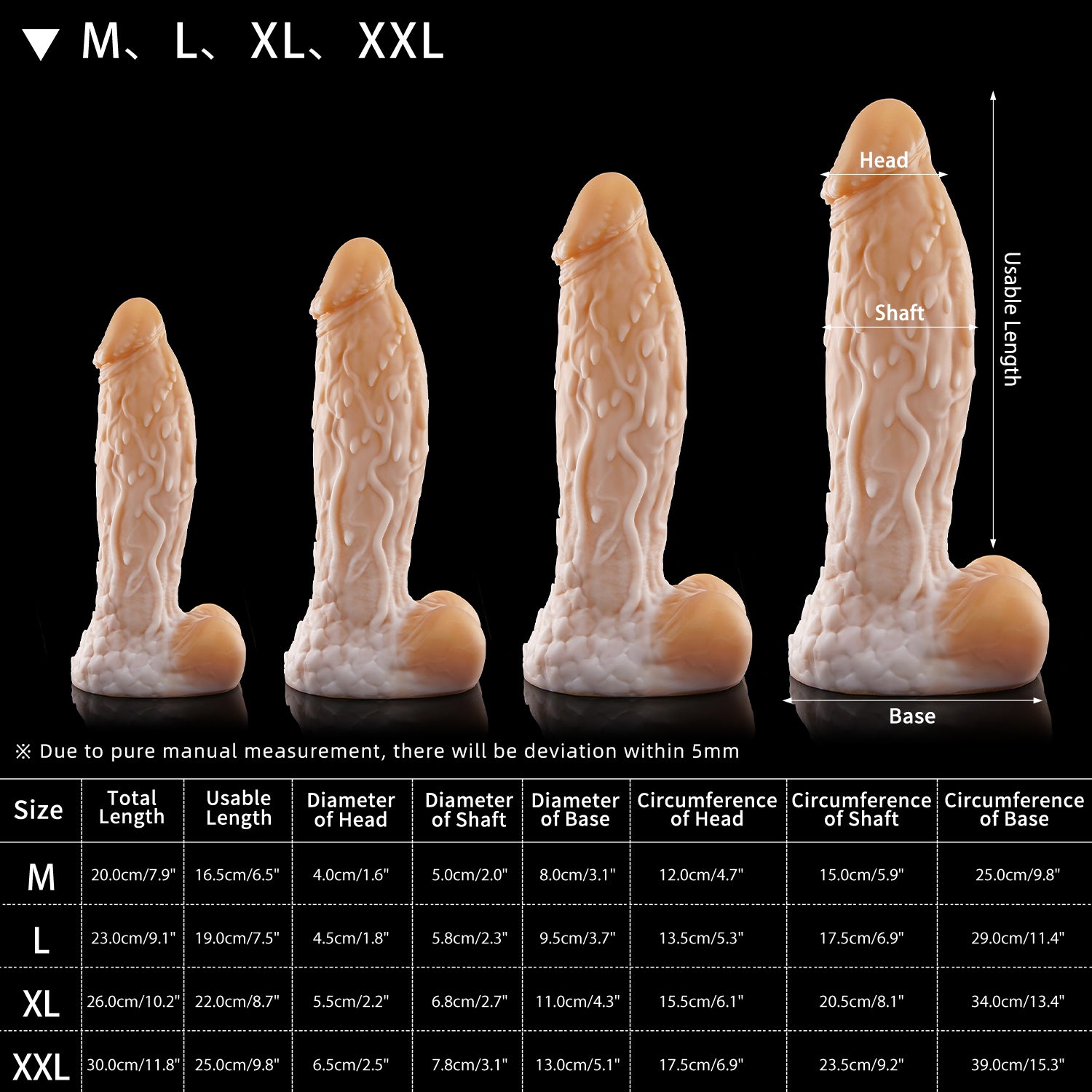 NOTHOSAUR WIZII Fantasy dildo hentai dildo ribbed surface silicone for g spot SIZE CHART