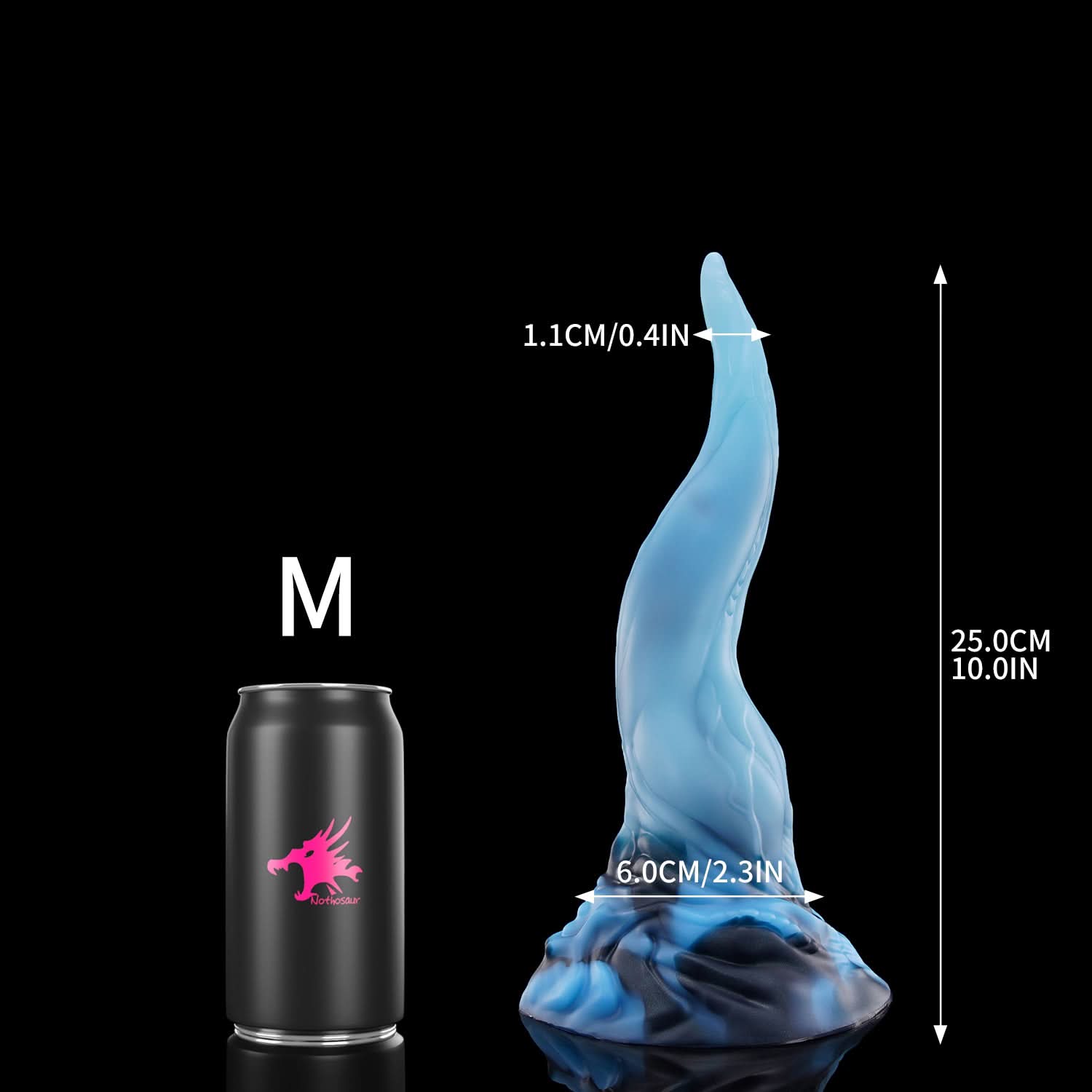 Glacier Dark Blue(UV GITD)  nothosaur QALU fantasy dildo anal dildo long tongue shape textured shaft for g spot m size