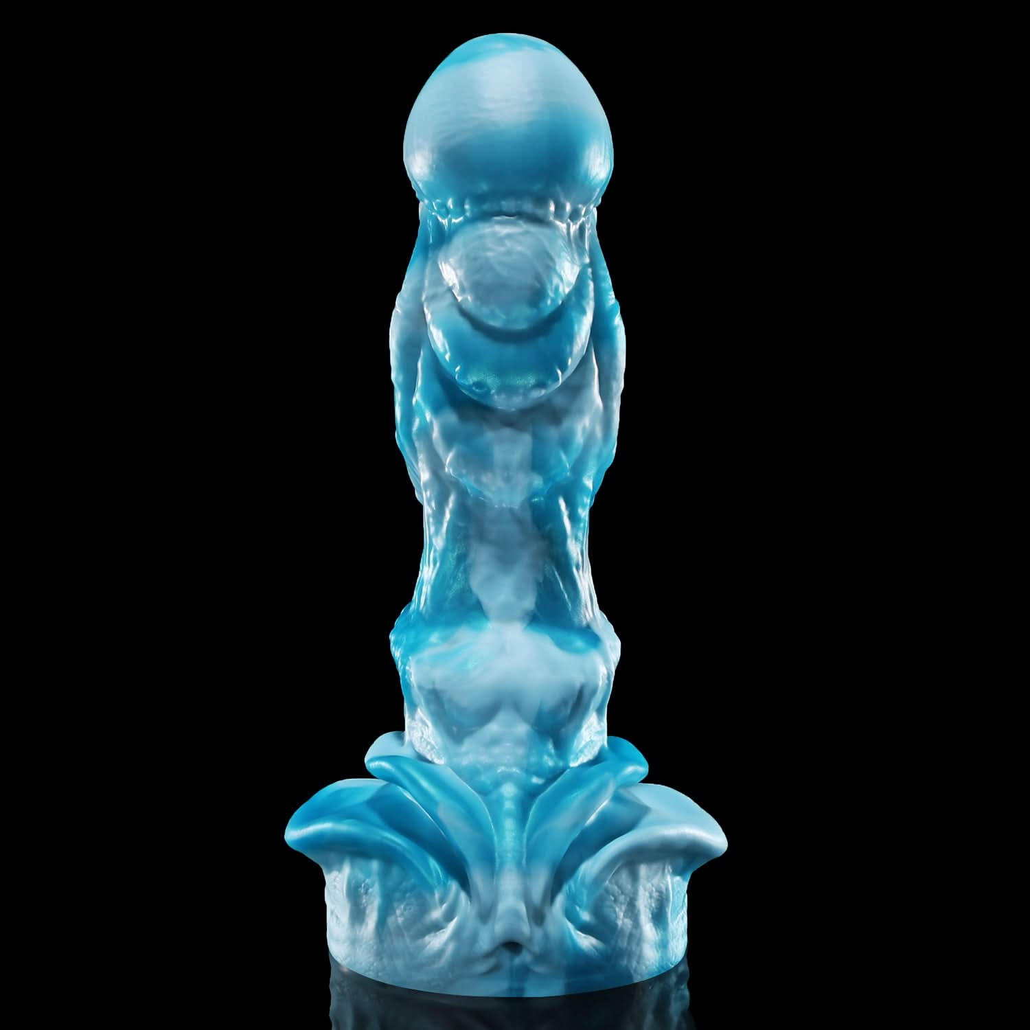 AGNME plus tube mermaid fantasy ejaculating dildo with flowing wave-like folds and built-in tube - back view