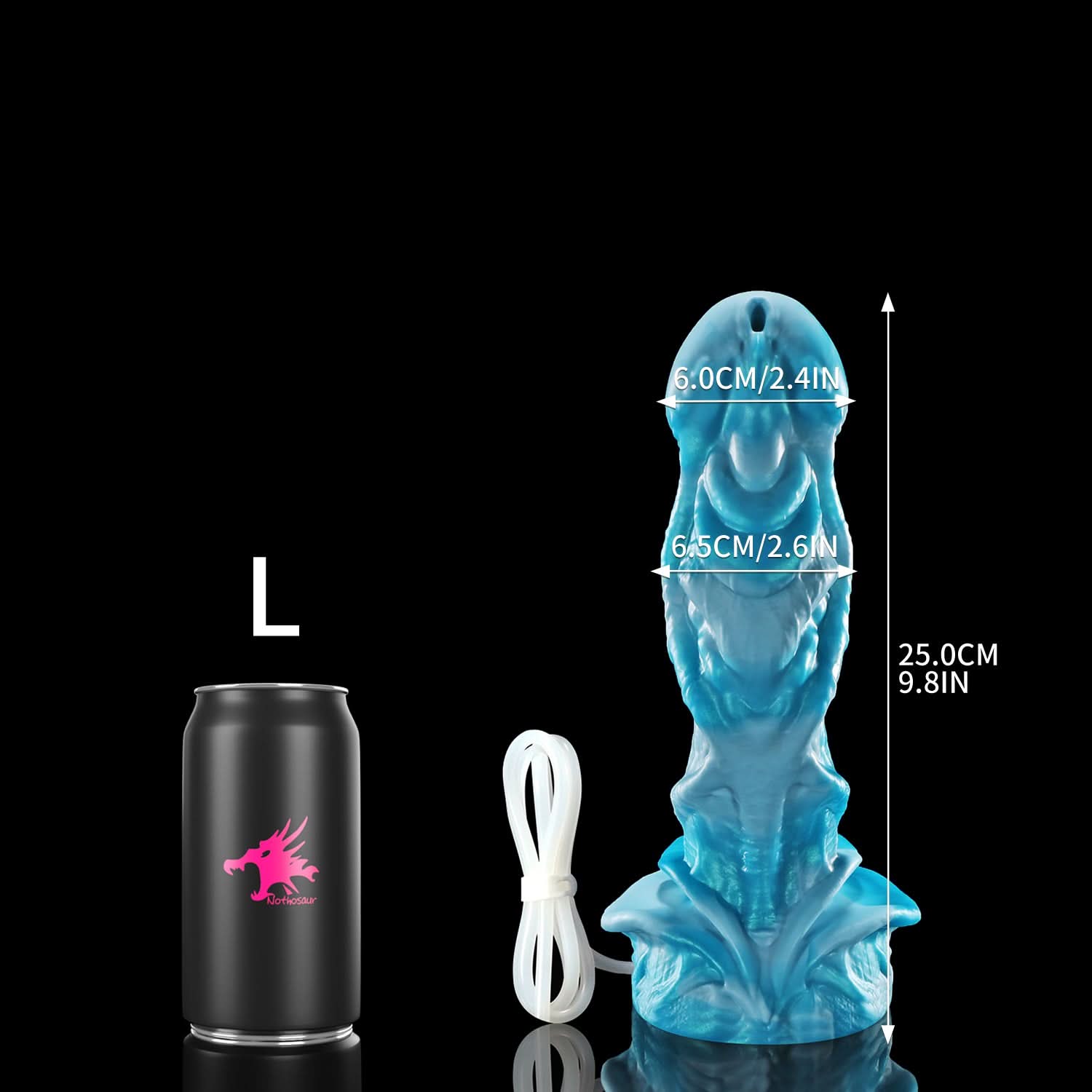 AGNME plus tube mermaid fantasy ejaculating dildo with flowing wave-like folds and built-in tube - L size guide with tube