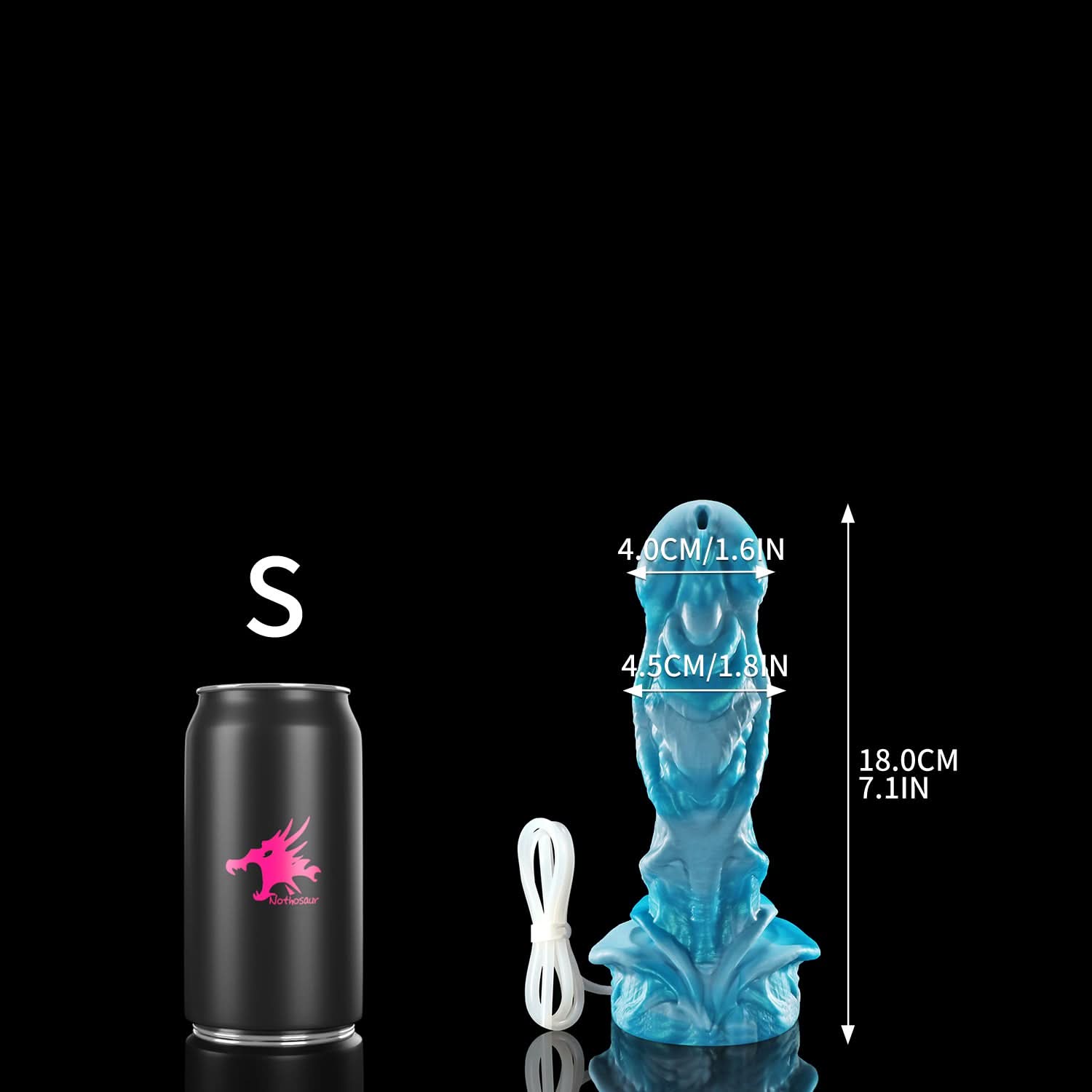 AGNME plus tube mermaid fantasy ejaculating dildo with flowing wave-like folds and built-in tube - S size guide with tube