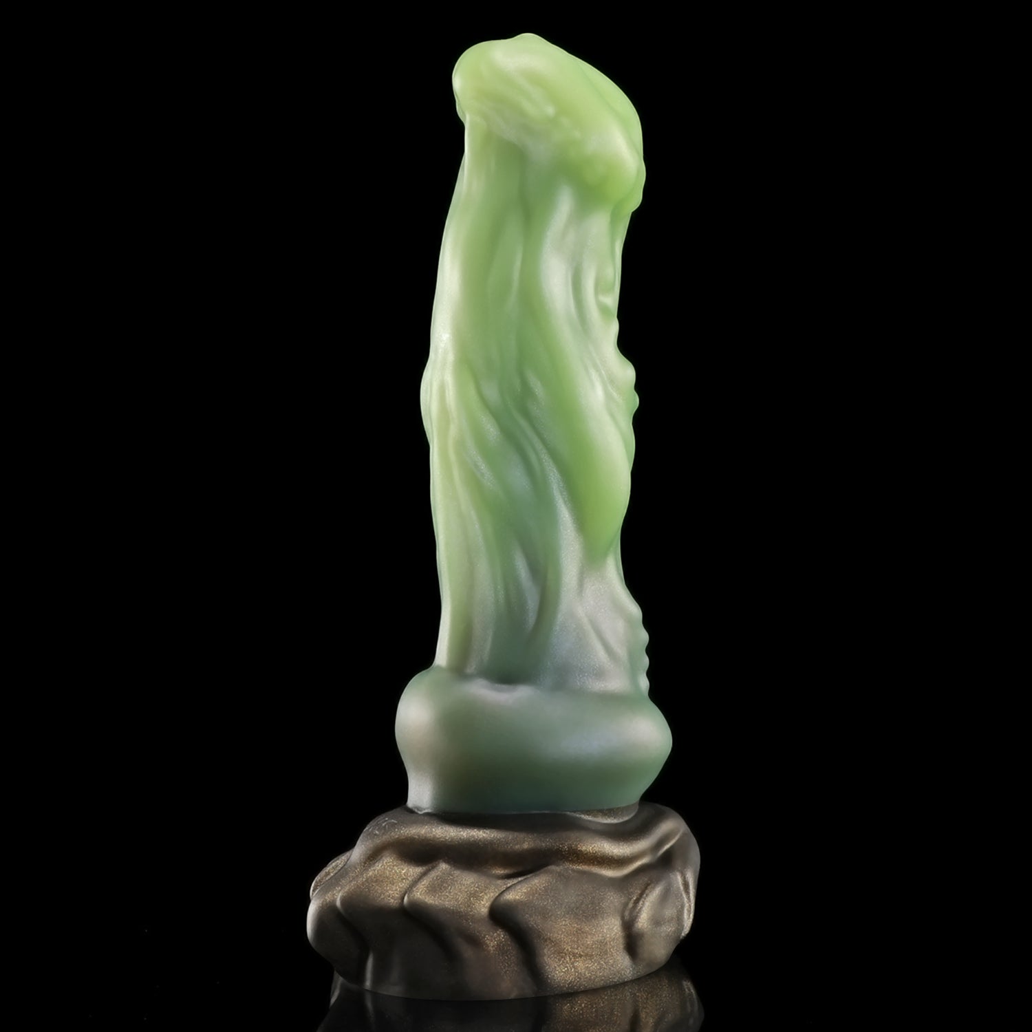 Avenging Dragon custom fantasy dragon dildo with a smooth sculpted shaft and wide textured base - upright side view