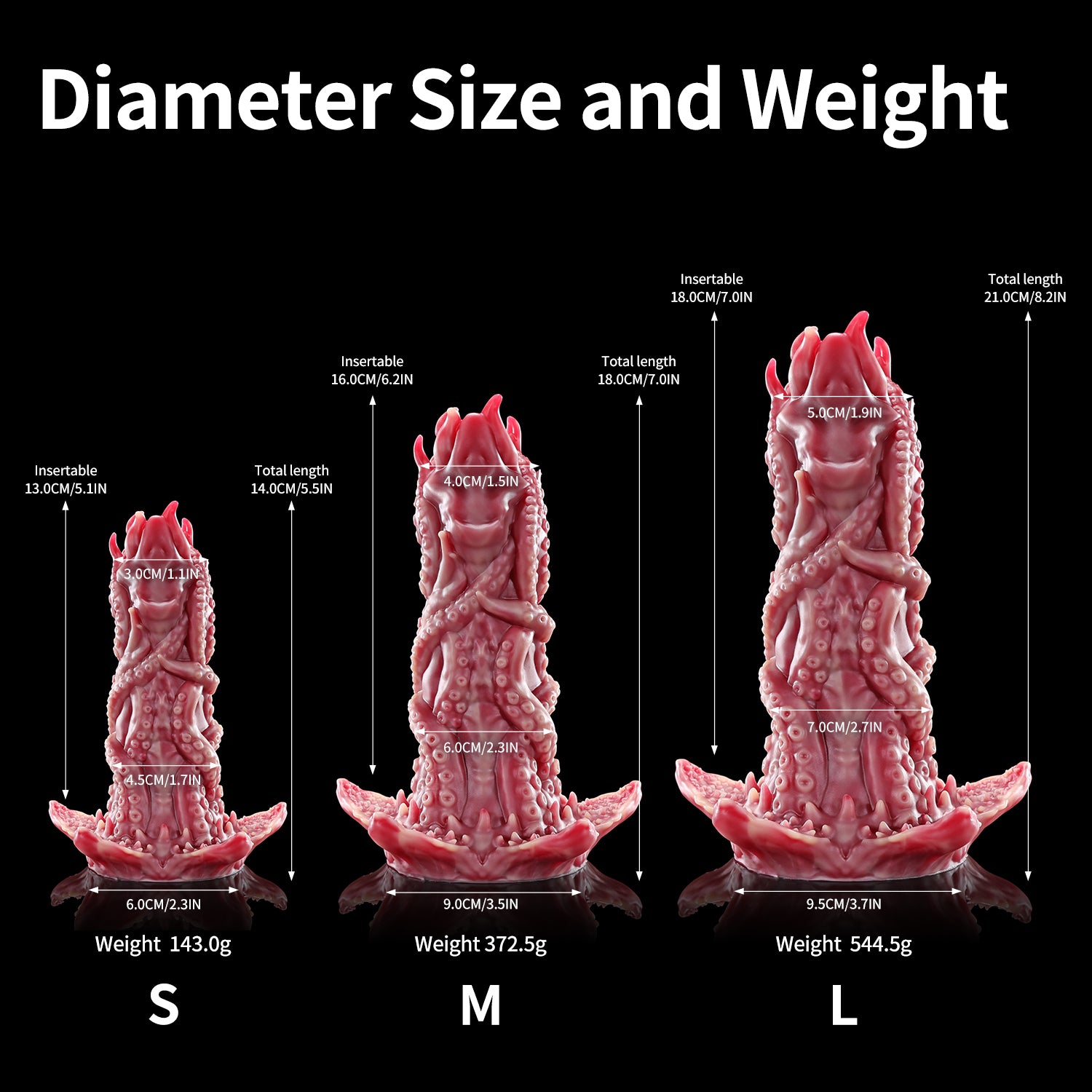 Nothosaur KOHANA fantasy dildo ovipositor dildo tentacle toy monster dildo size chart