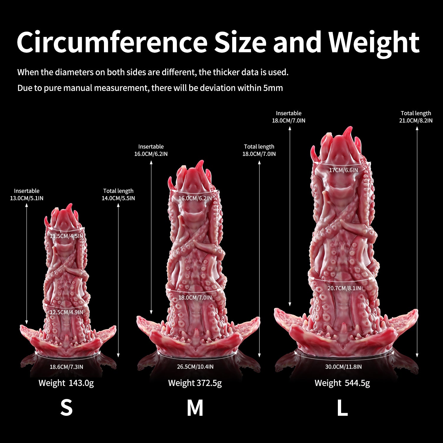 Nothosaur KOHANA fantasy dildo ovipositor dildo tentacle toy monster dildo size chart