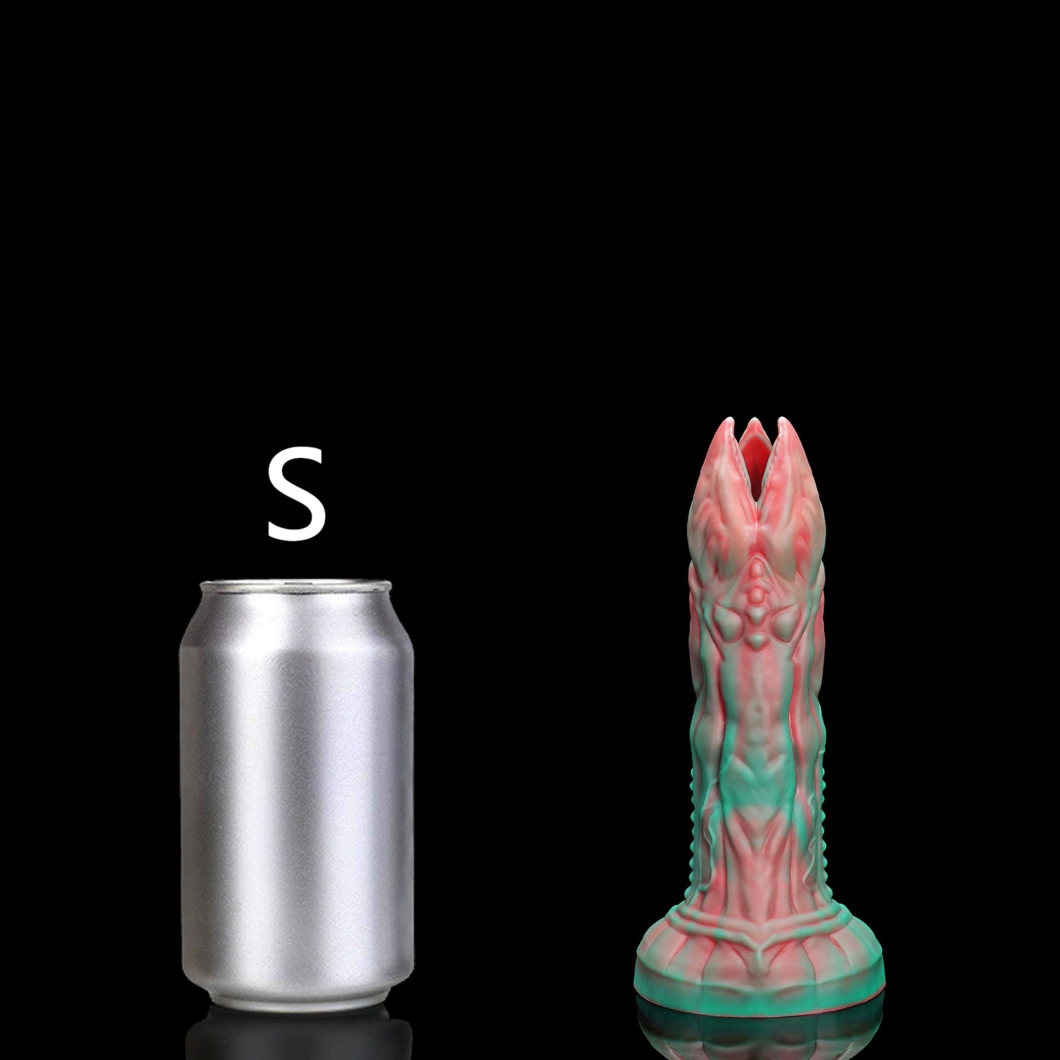 AUDREY II plus OGG fantasy ovipositor dildo with a ridged hollow shaft, OGG egg set, mold, and push rods - S size guide with egg set