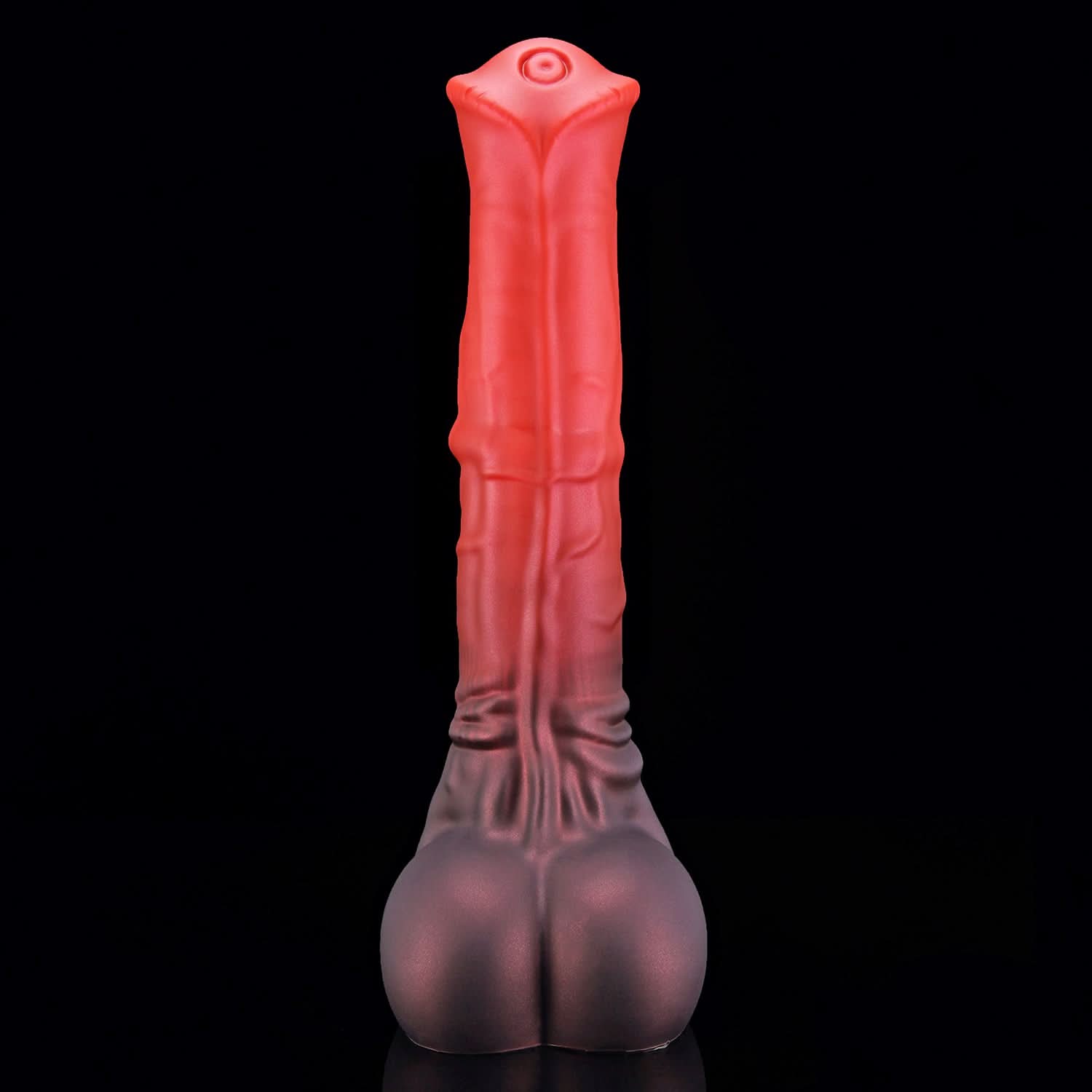 AVOYO fantasy horse dildo with a tapered textured shaft, sculpted base, and rounded balls - shaft detail