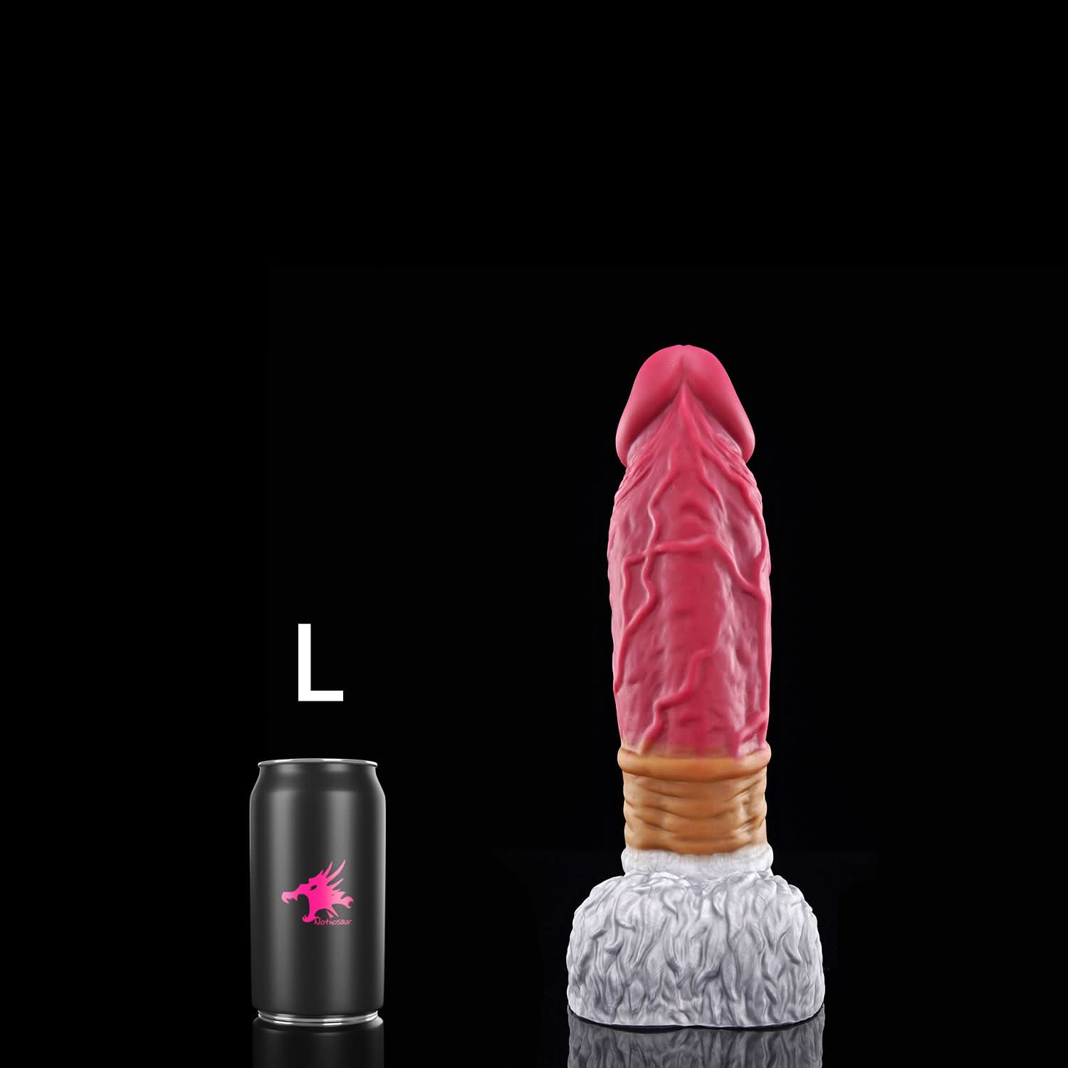 FAMARIO fantasy monster dildo with a textured shaft, sculpted furry base, and rounded balls - L size guide