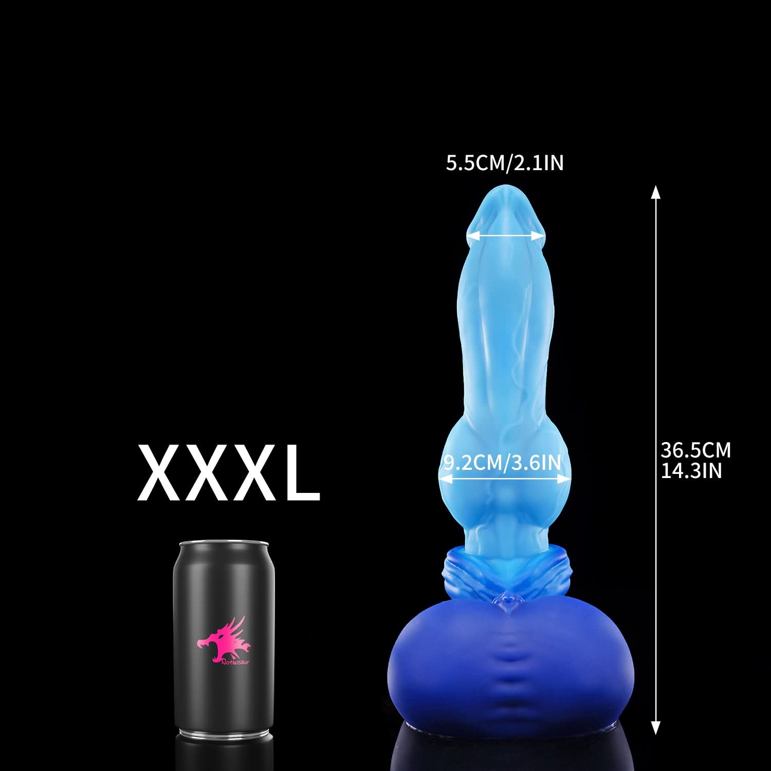 Nothosaur GRAEMEN dog knot dildo with a tapered head, smooth shaft, and full knot - size reference 17