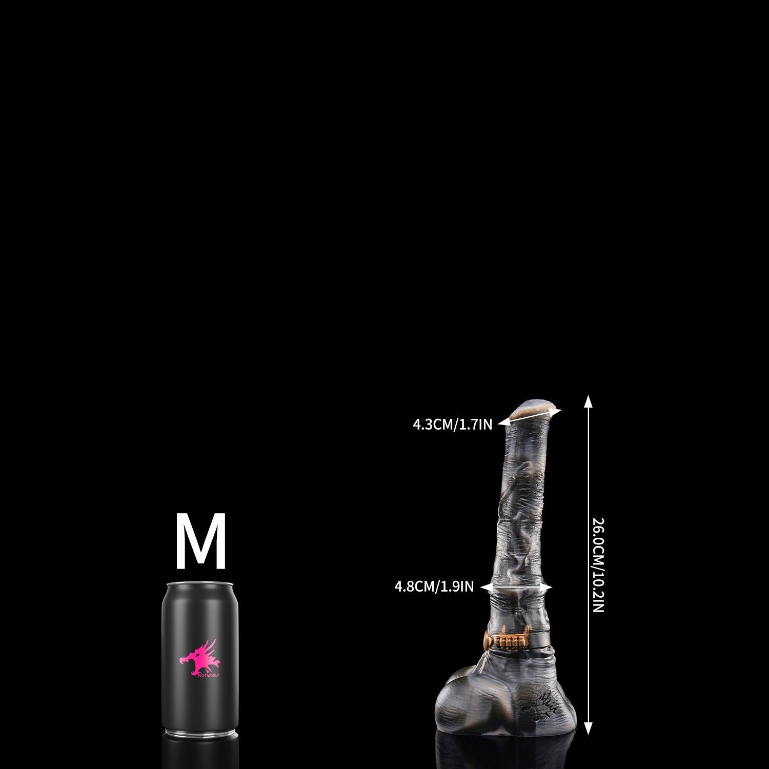 Nothosaur HUNTER JACK plus tube fantasy horse ejaculating dildo with a textured equine shaft and built-in tube - size reference 11