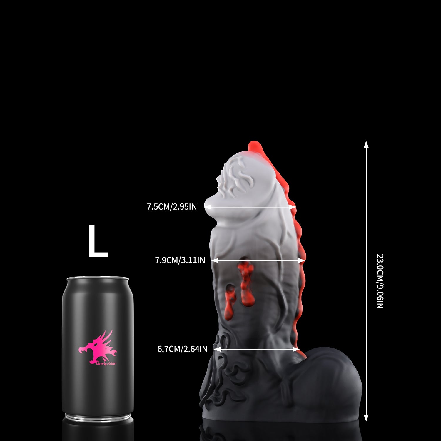 Nothosaur ISSUS fantasy vampire dildo with elegant gothic textures and vampire bite details - size reference 13