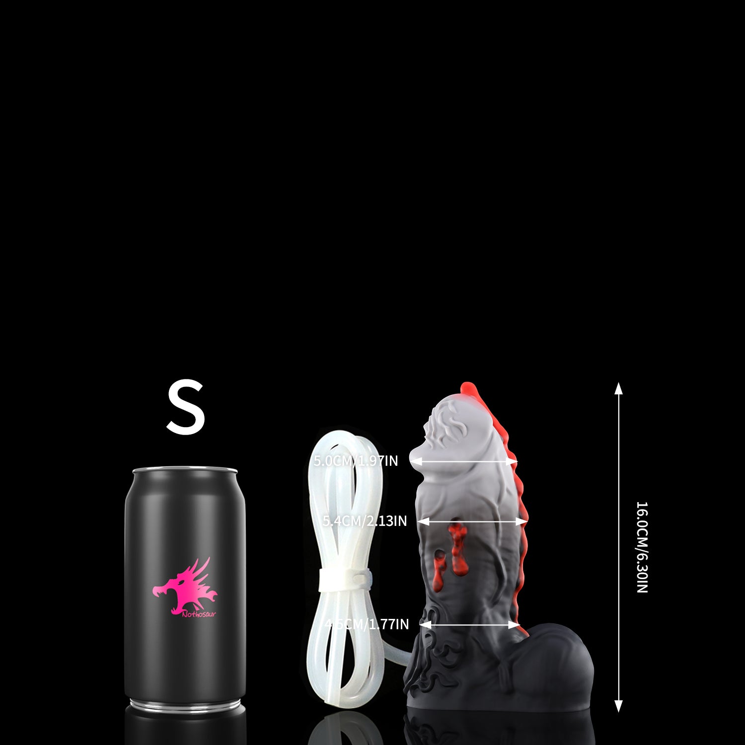 Nothosaur ISSUS plus tube fantasy vampire ejaculating dildo with elegant gothic textures and a built-in tube - size reference 11