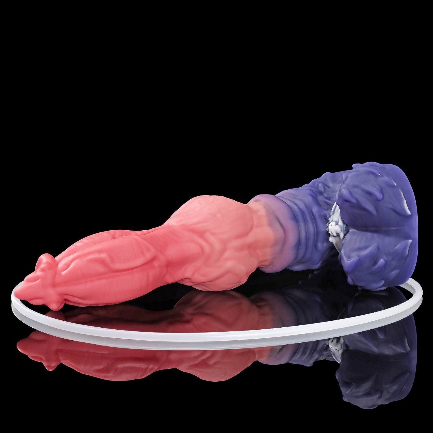 Nothosaur LYKOS plus tube fantasy knot ejaculating dildo with a textured werewolf profile and built-in tube - built in tube detail