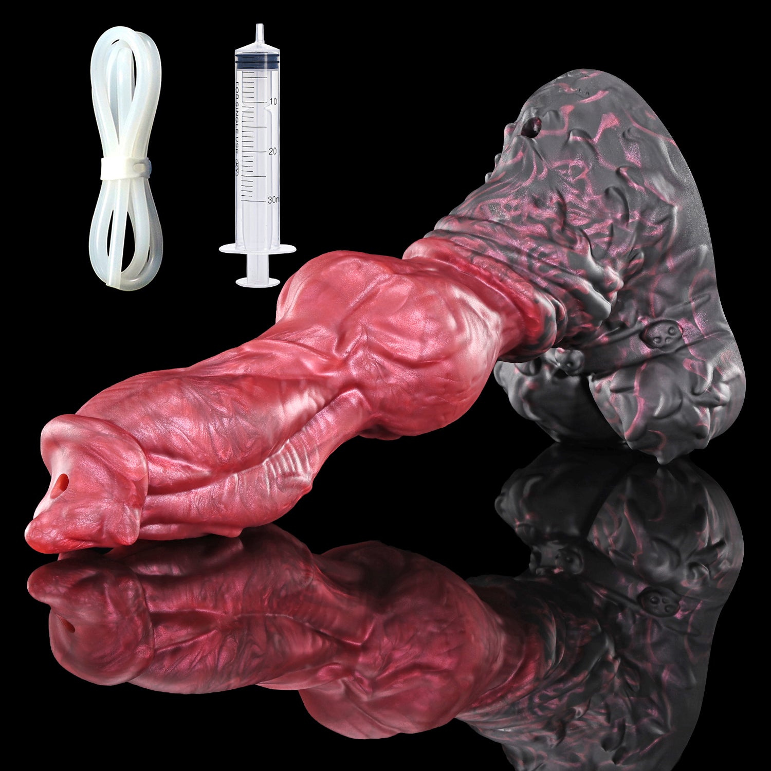 Nothosaur LYKOS plus tube fantasy knot ejaculating dildo with a textured werewolf profile and built-in tube - product view 02