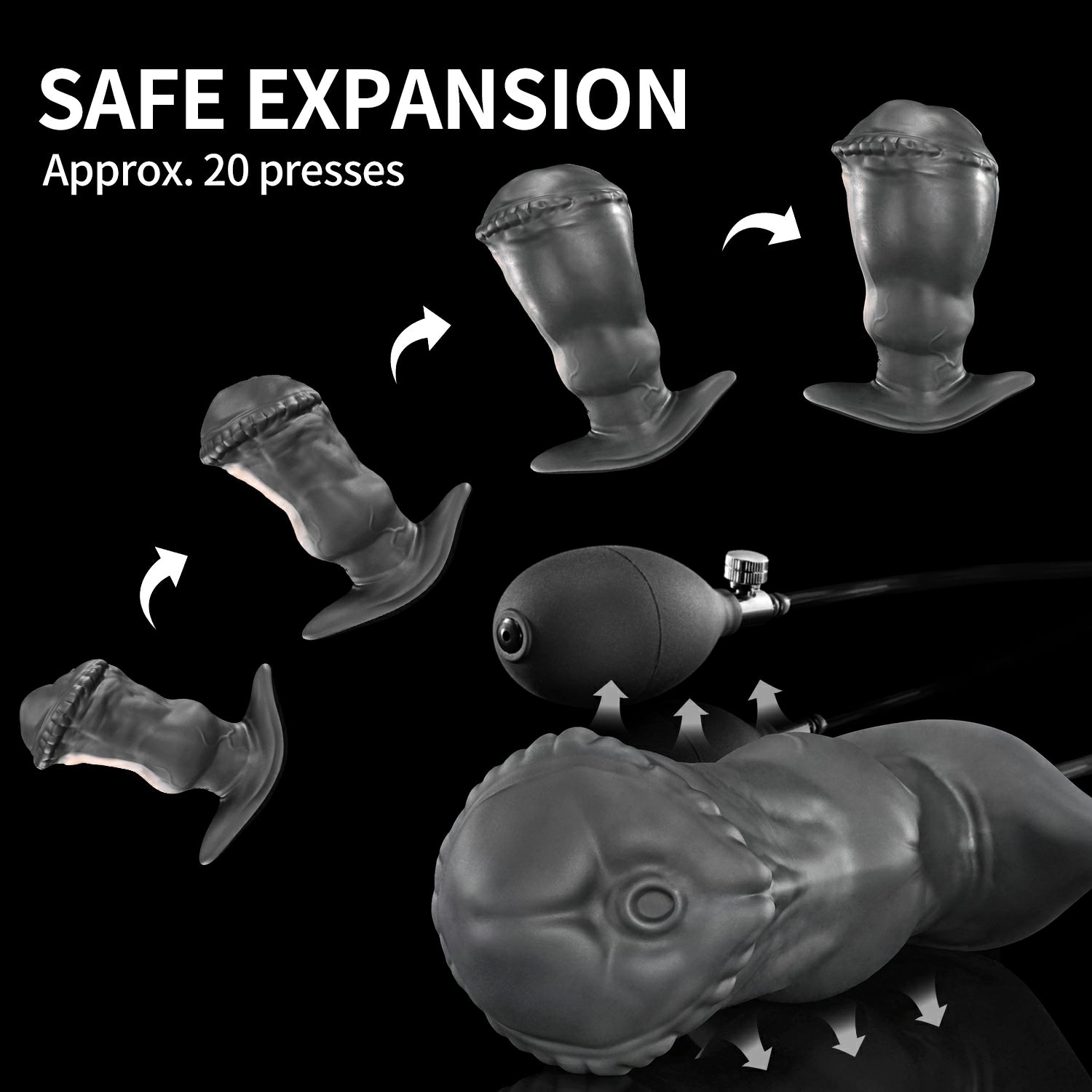 Nothosaur MagLock Air IPONY PUMPY fantasy inflatable horse butt plug with a knot and hand pump - product view 03