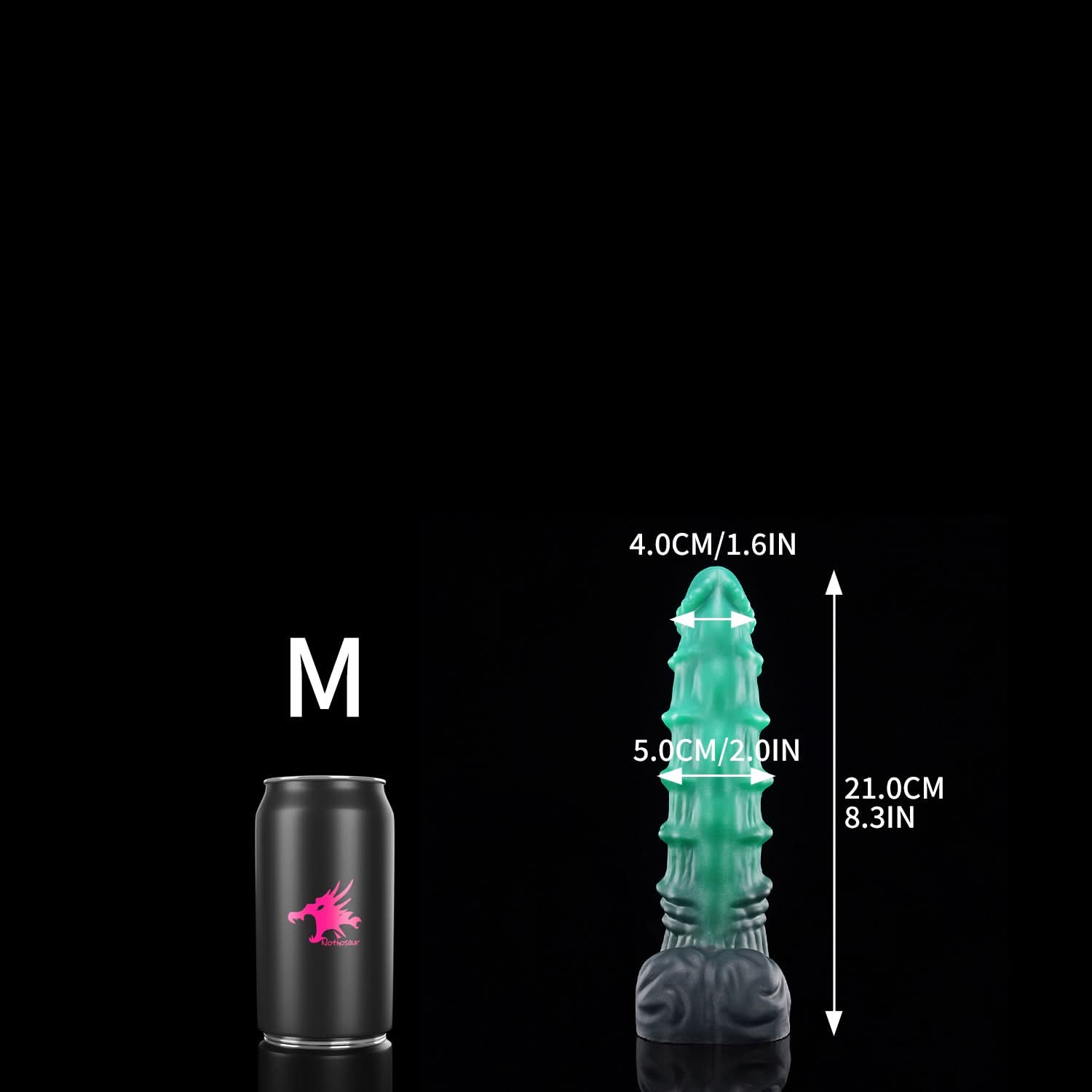 Nothosaur MEPHISTO fantasy monster dildo with an upturned tip and layered rounded ridges - size reference 06