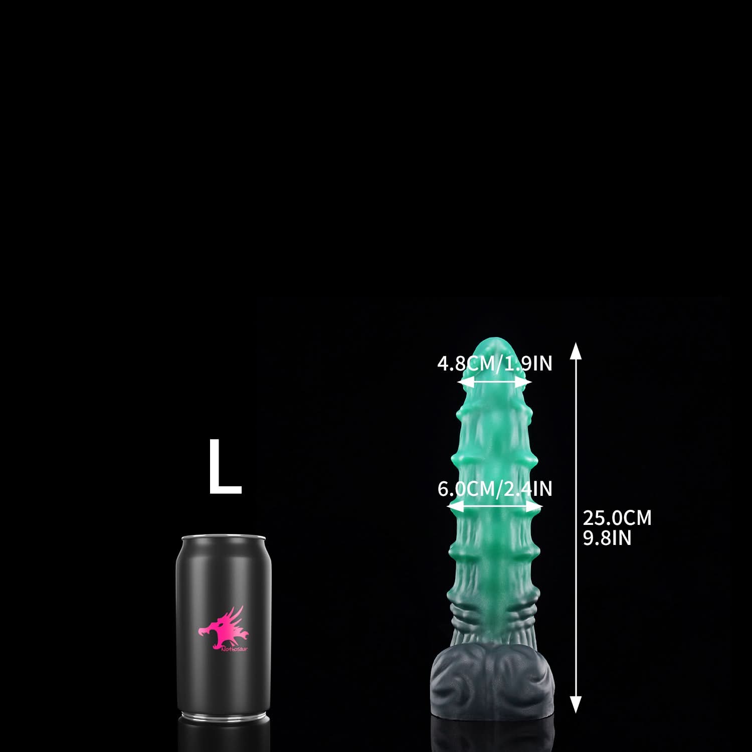 Nothosaur MEPHISTO fantasy monster dildo with an upturned tip and layered rounded ridges - size reference 07