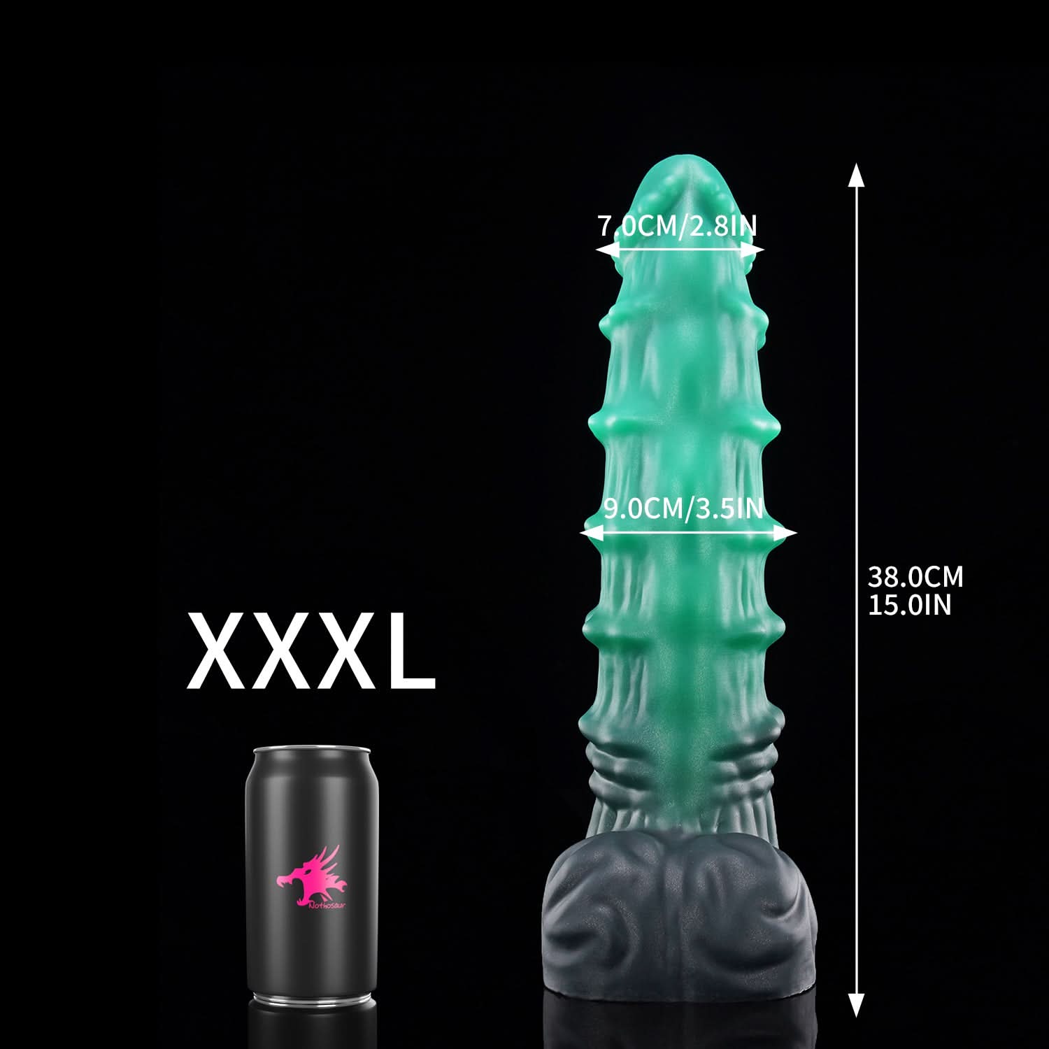 Nothosaur MEPHISTO fantasy monster dildo with an upturned tip and layered rounded ridges - size reference 10
