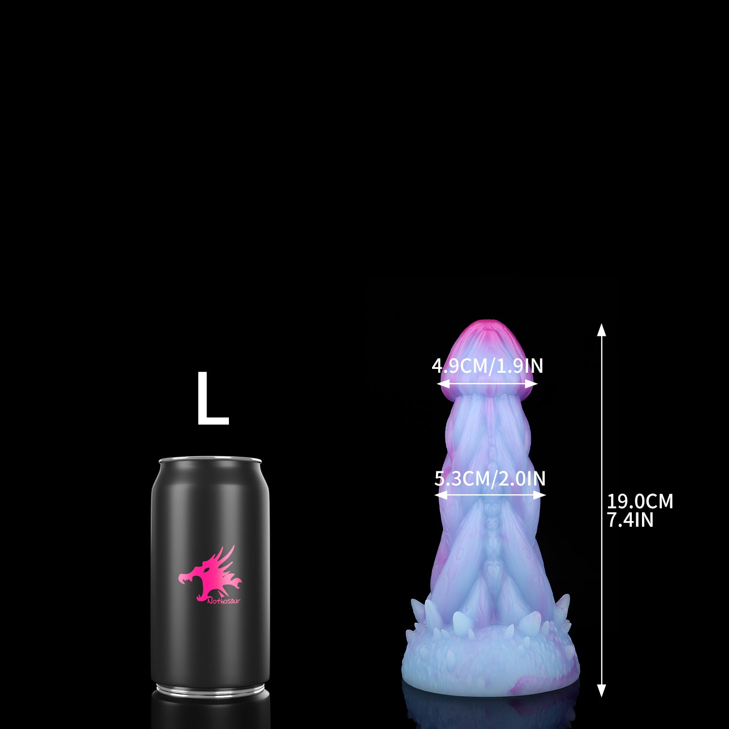 Nothosaur MOOM fantasy textured dildo with an organic mushroom-inspired head and root-like ridges - size reference 12