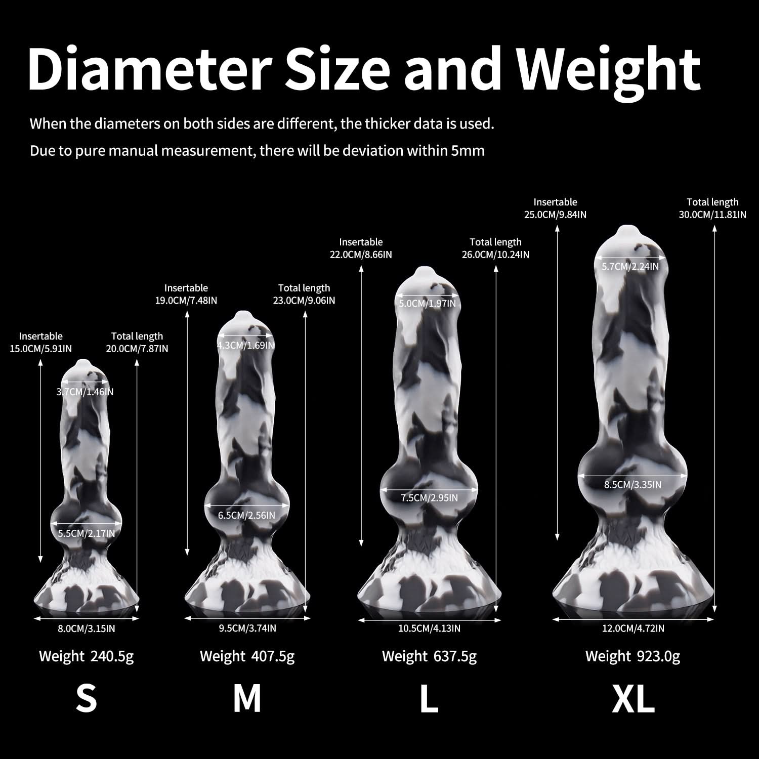 Nothosaur NICOS fantasy dog knot dildo with a textured shaft and pronounced knot - size reference 02