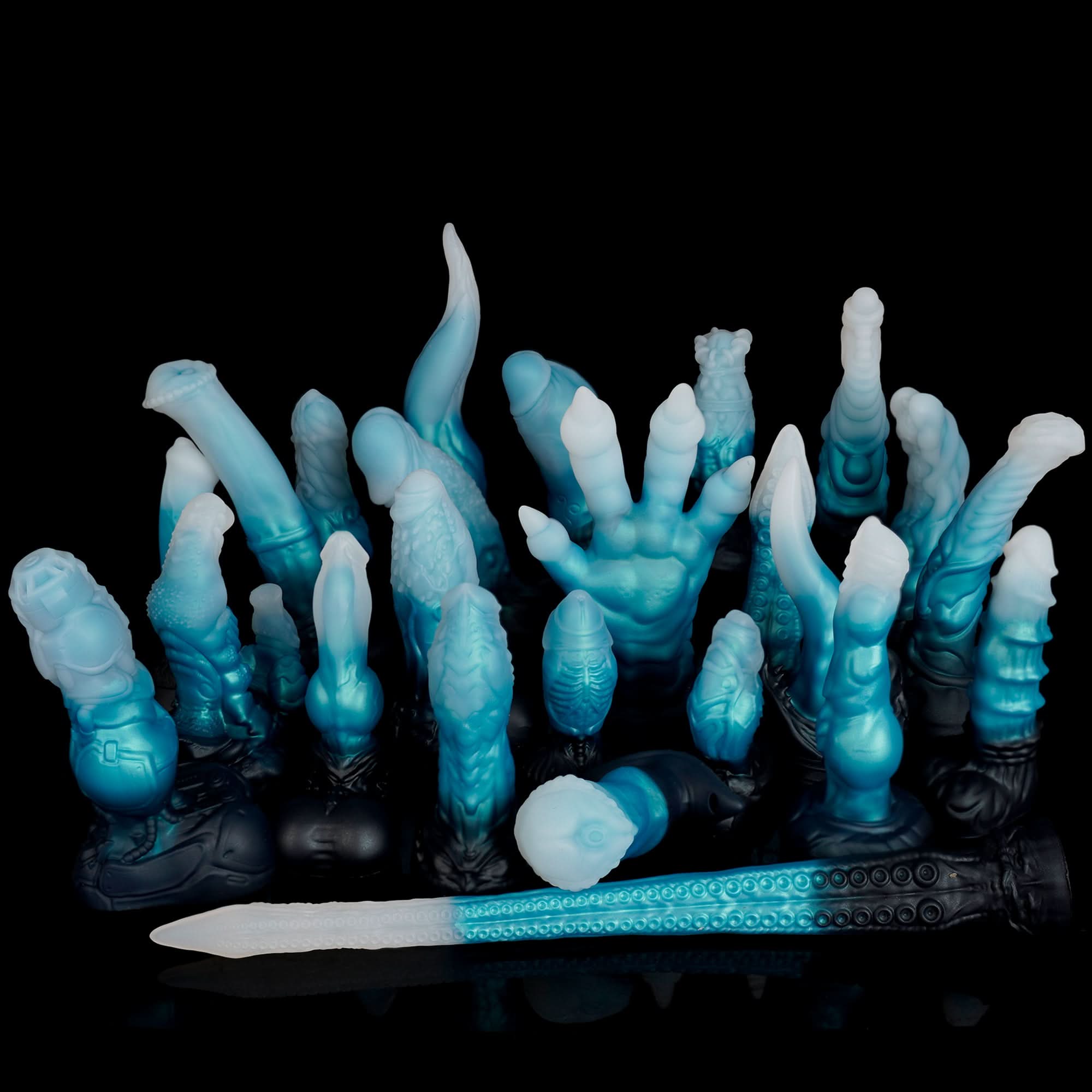 WinterGlow in the dark Color Hungry Blue Red nothosaur LADON'S TONGUE fantasy dildo anal dildo forked tongue dildo soft feel fantasy toy