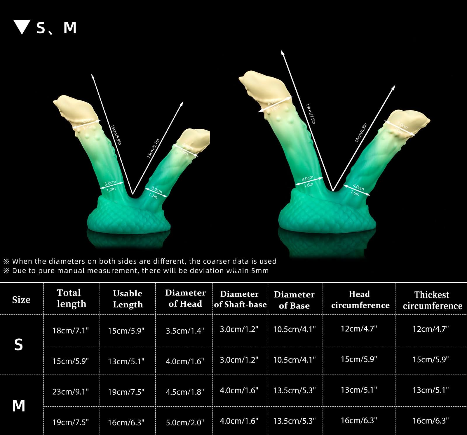 Bamboo GreenBamboo Green nothosaur TWINS  fantasy dildo monster dildo double tip dildo ribbed dildo anal dildo size chart