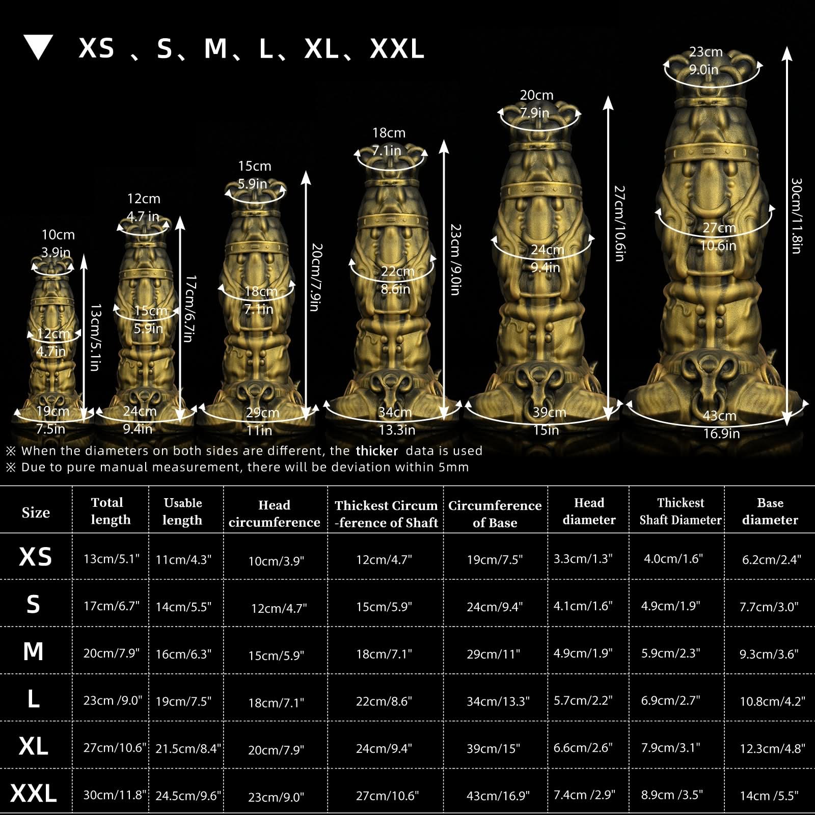 Gladiator Gold NOTHOSAUR Taurus Fantasy dildo alien dildo anal dildo textured for g spot SIZE CHART