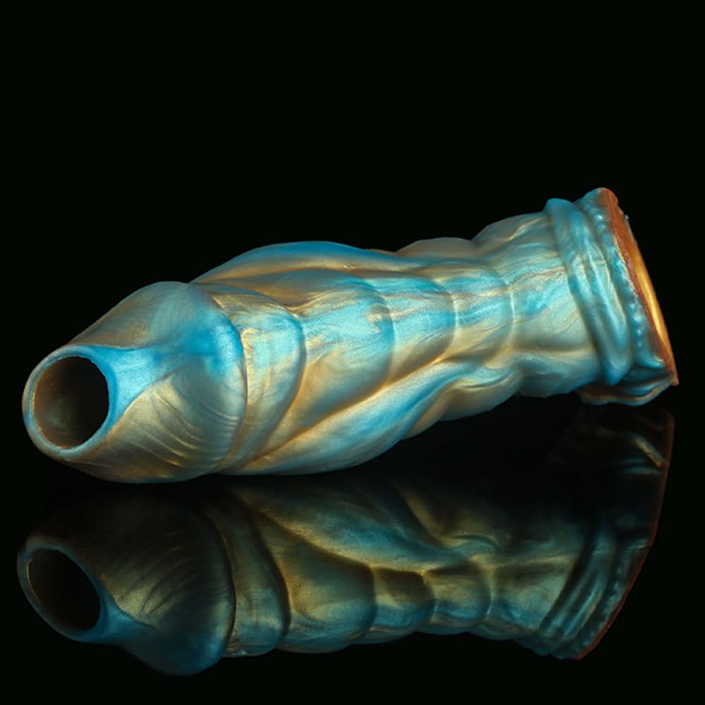 Nothosaur MEO'S ClOAK Silicone Penis sleeve cock sheath cuffs Extender make Thick Dildo Scale Armor Green