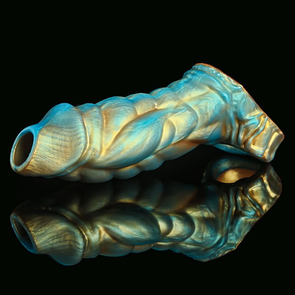 Nothosaur MEO'S ClOAK Silicone Penis sleeve cock sheath cuffs Extender make Thick Dildo Scale Armor Green