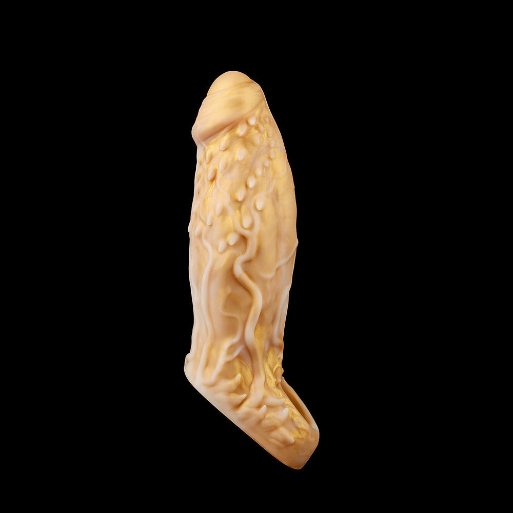 Nothosaur WIZ'S SHEATH Silicone Penis sleeve cock sheath cuffs Extender make Thick Dildo Dawn Gold