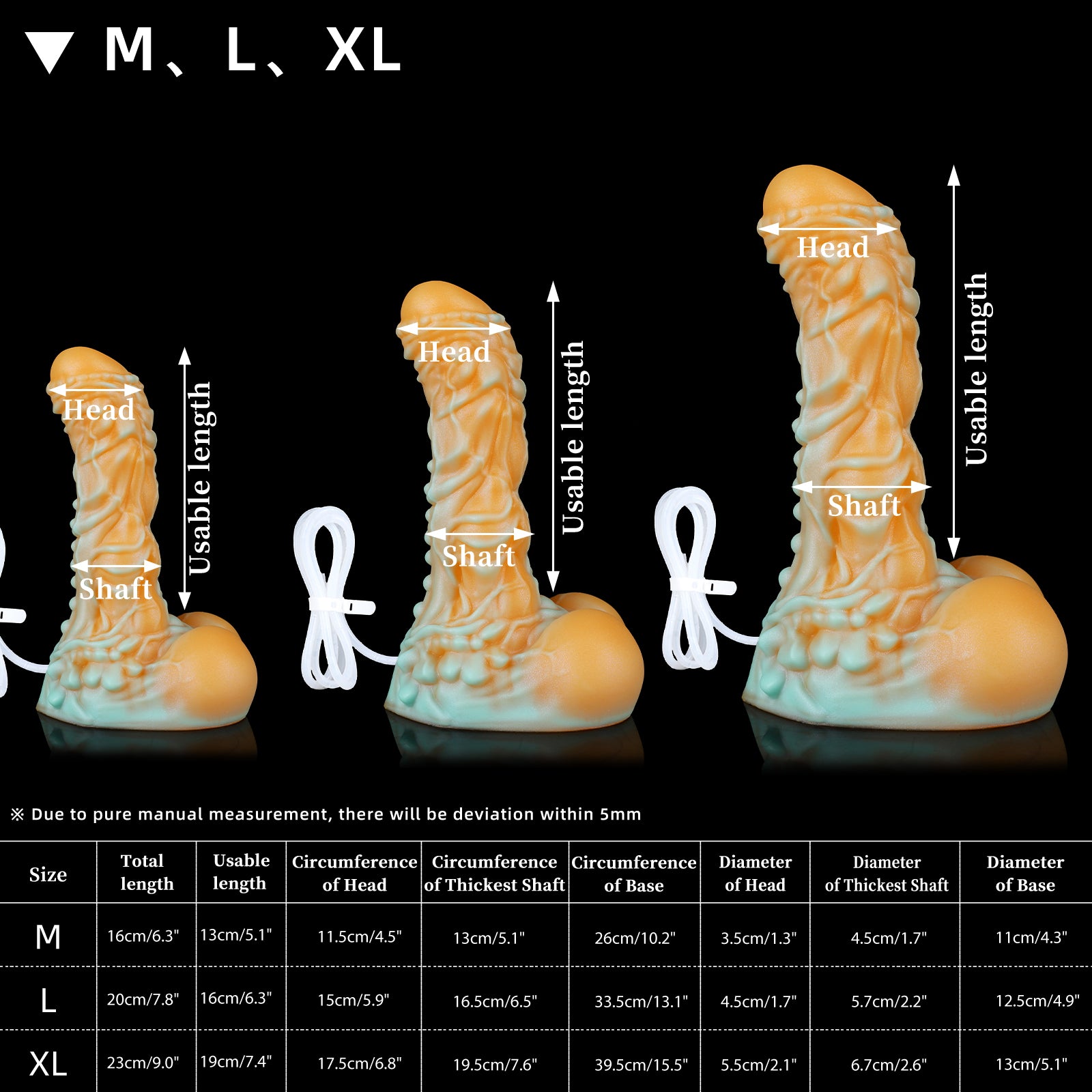 Nothosaur MOLO+TUBE Fantasy dildo Anal Cumming Dildo for G Spot and Anal Prostate Size Chart