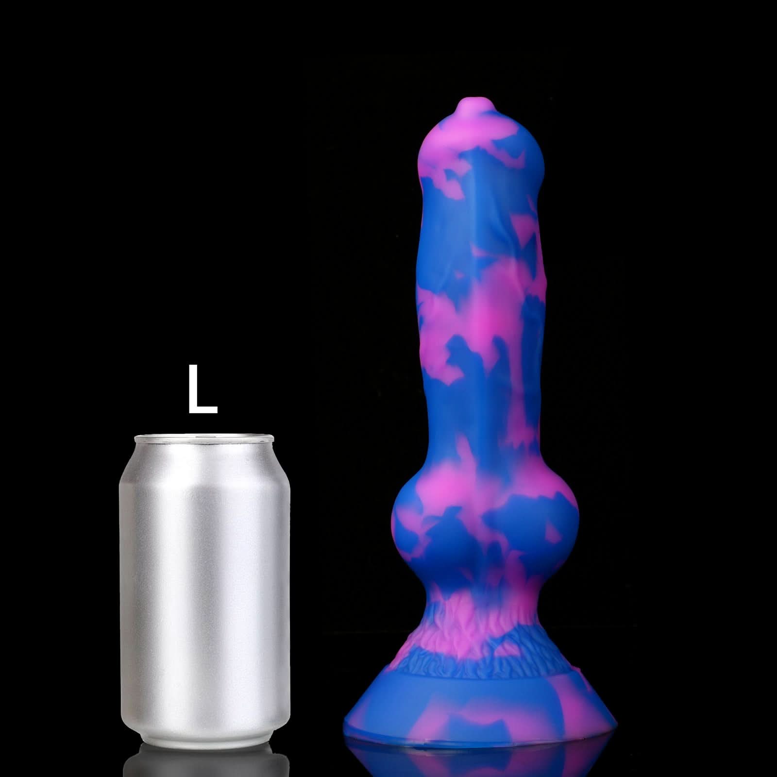 Nothosaur NICOS fantasy dog knot dildo with a textured shaft and pronounced knot - size reference 17