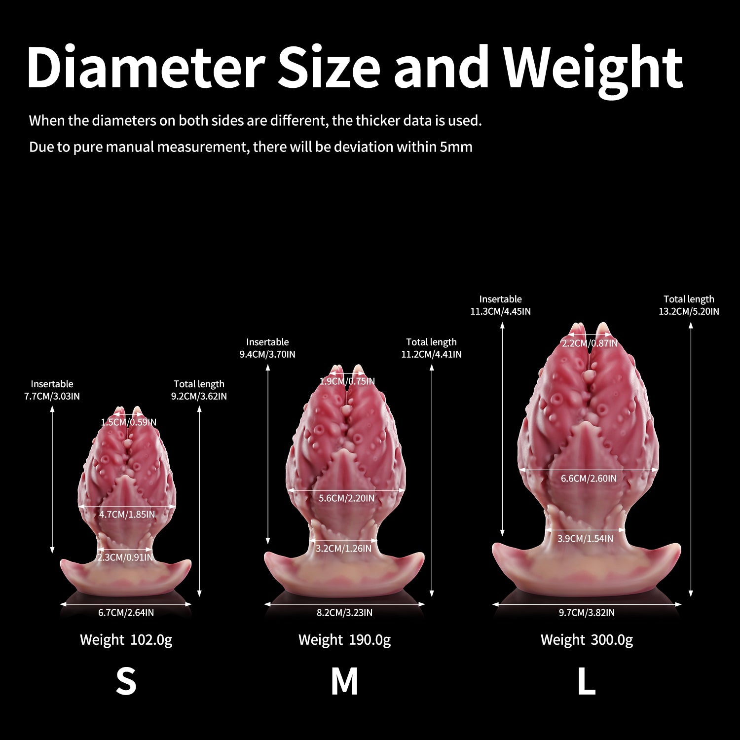 KoX PLUG fantasy butt plug anal dildo Silicone anal plug diameter size chart
