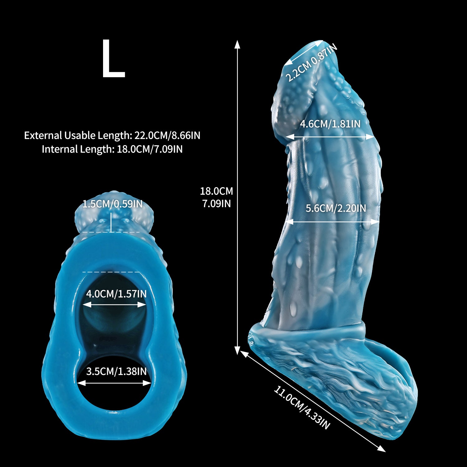 Nothosaur Alcar L size chart silicone penis sleeve cock sheath cuffs extender 
