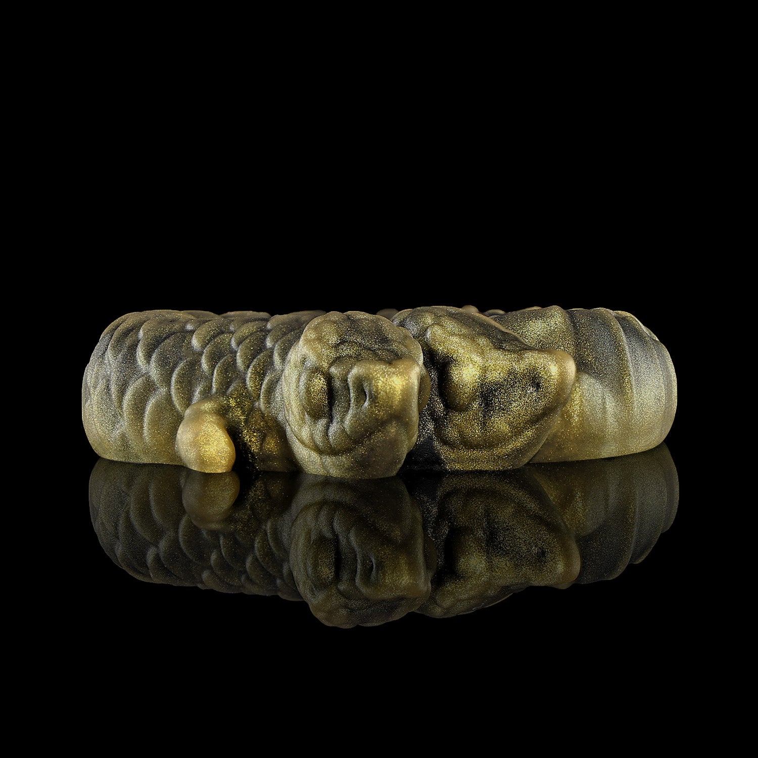 Twin's Ring Silicone Cock Ring Side View Gladiator Gold Color