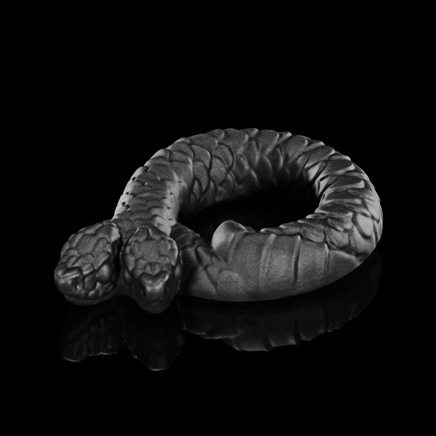 Twin's Ring Silicone  Cock Ring Licorice Color Angled View