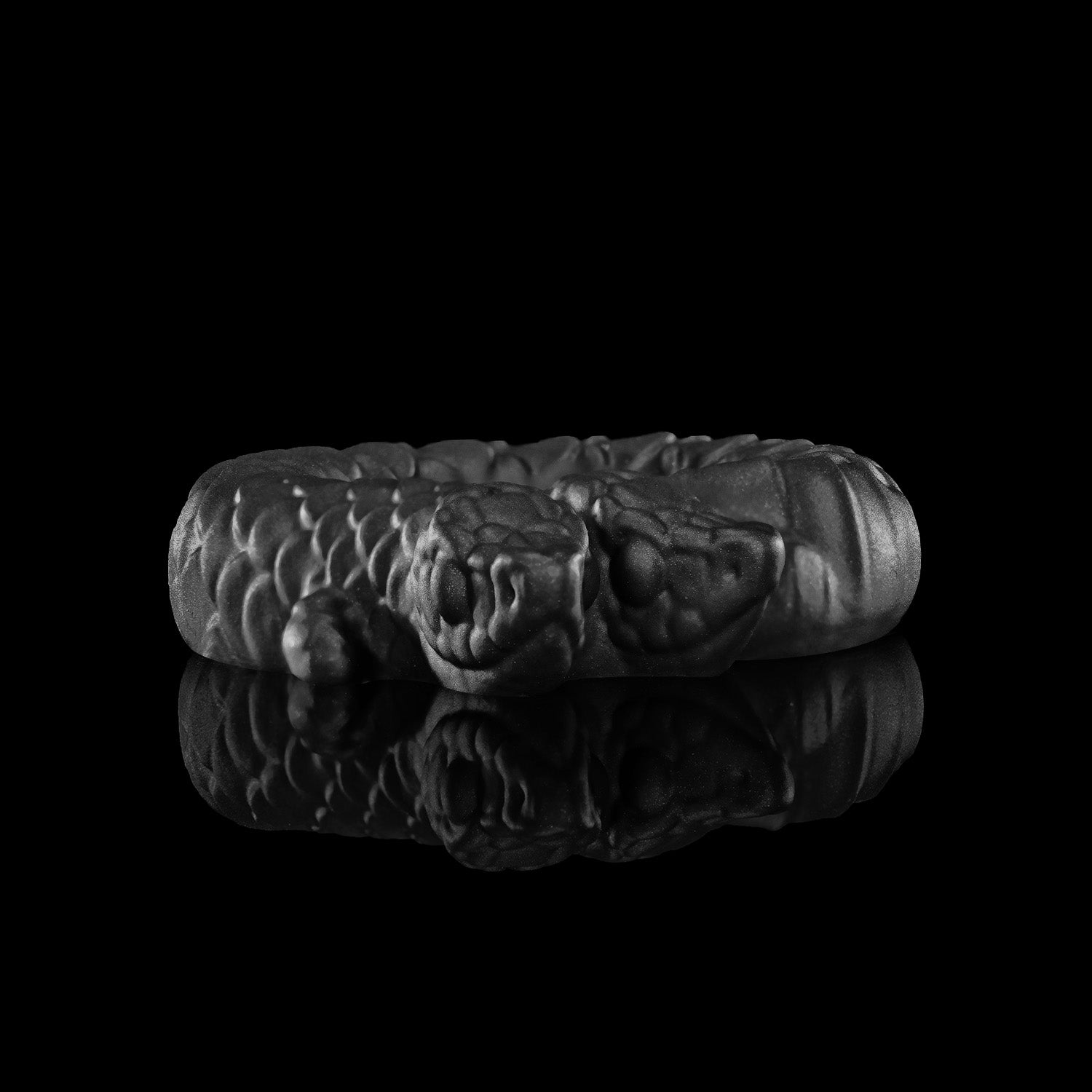 Twin's Ring Silicone Cock Ring Licorice Color Side View