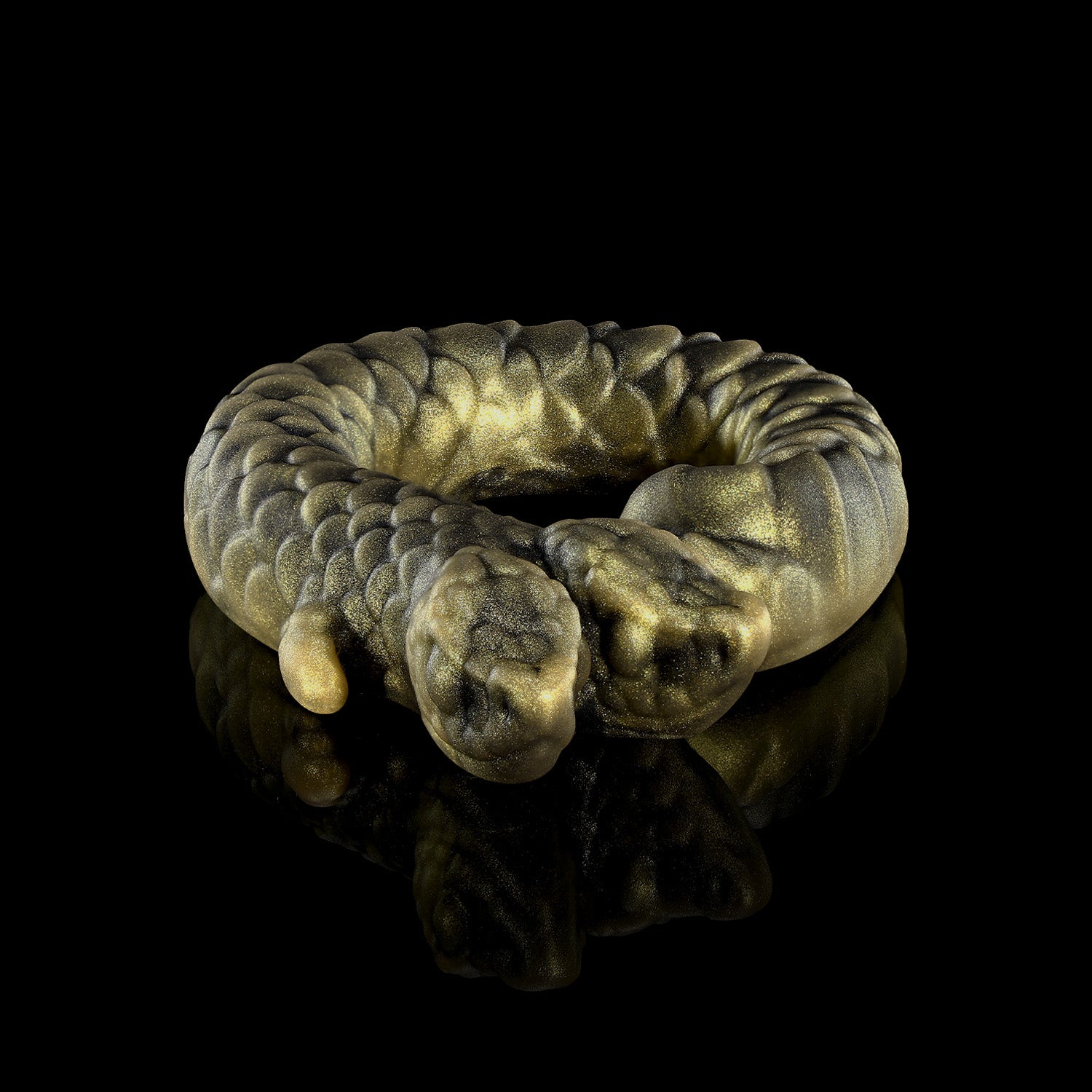 Twin's Ring Silicone Cock Ring Top View Gladiator Gold Color