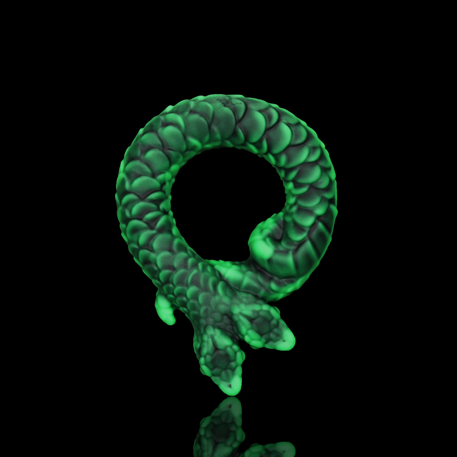 Twin's Ring Shadow Green Color Silicone Cock Ring Snake Design