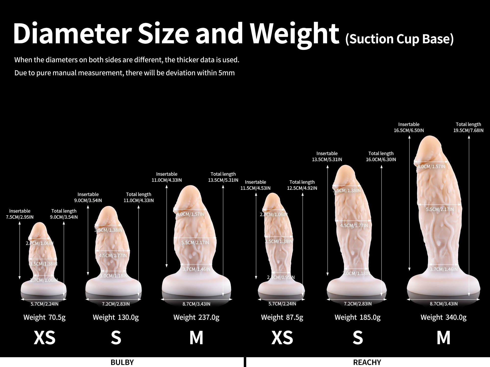 Wiz fantasy butt plug anal buttplug anal dildo T base Size Chart