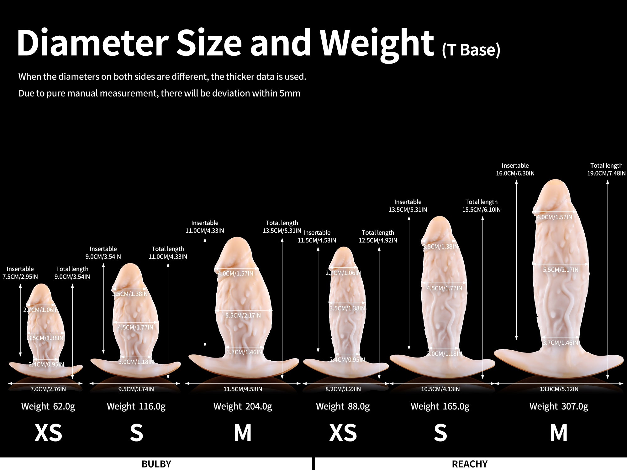 Wiz fantasy butt plug anal buttplug anal dildo T base Size Chart